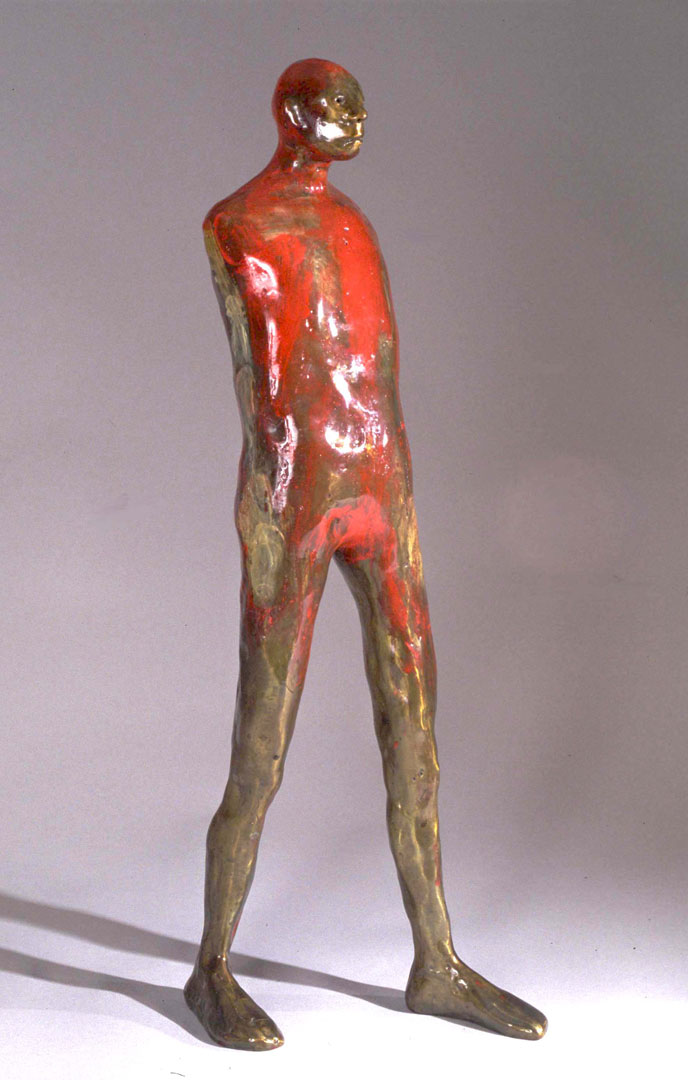 "Man with a Red Head #2 Maquette", 2001, bronze and acrylic, 21" H