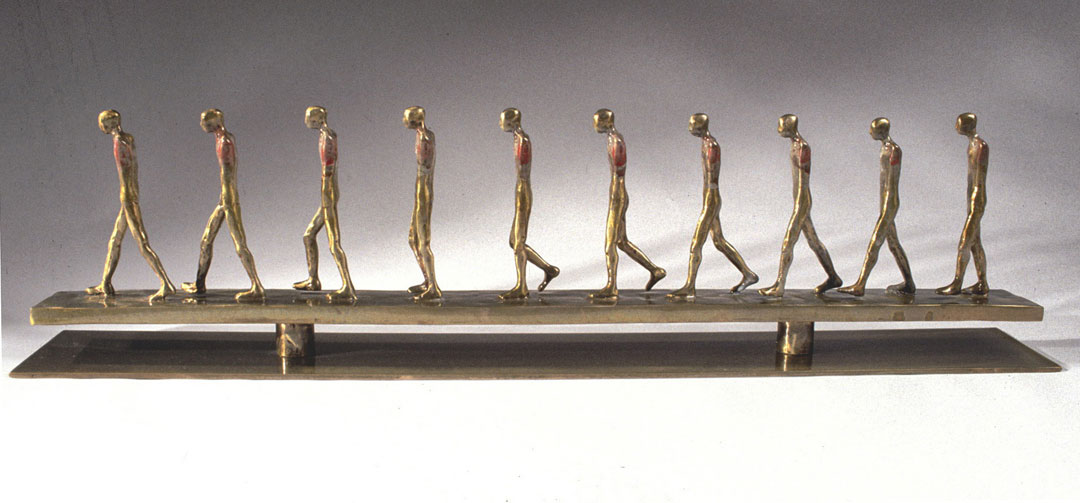 "Walking Man", 2001, bronze and acrylic, 18" L, ed. 4