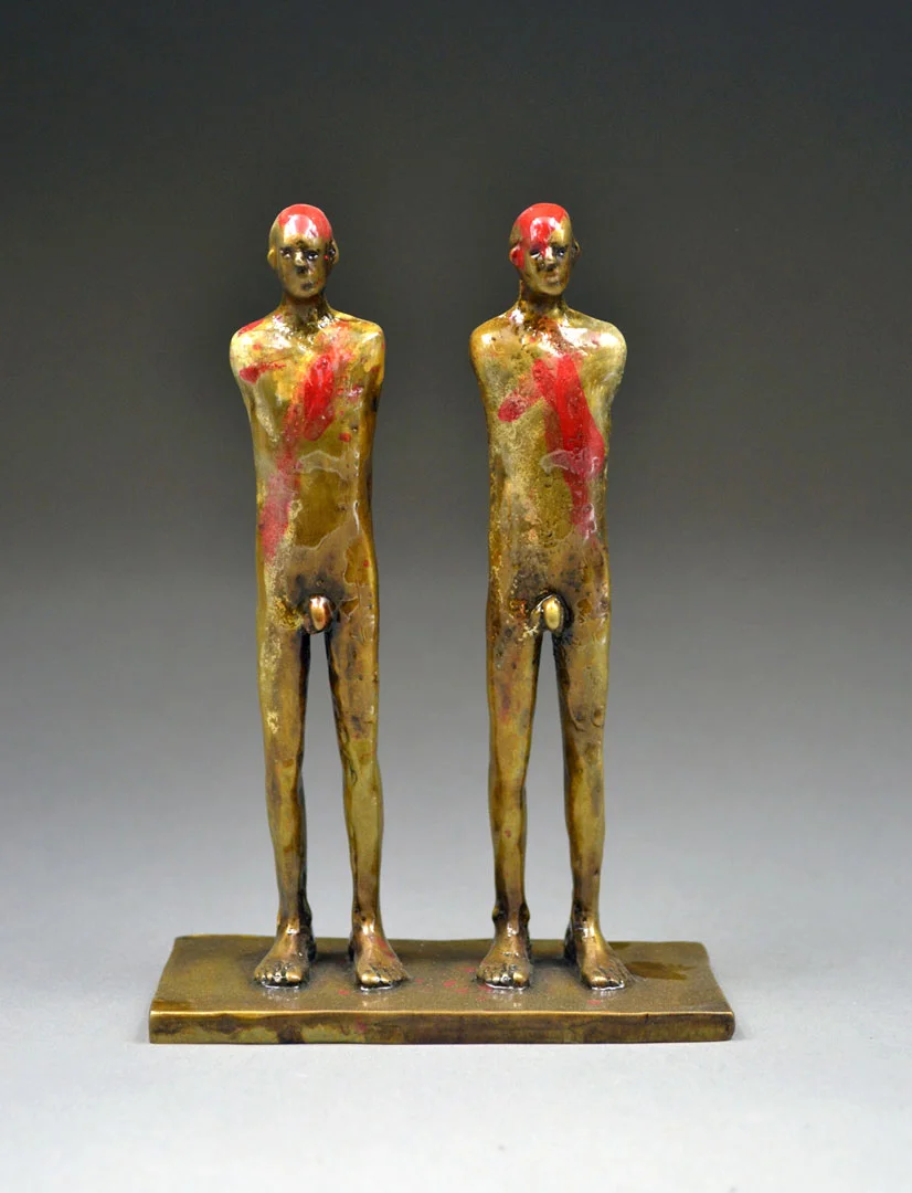 "Double Figure Maquette," 2018, bronze and acrylic, 6" H