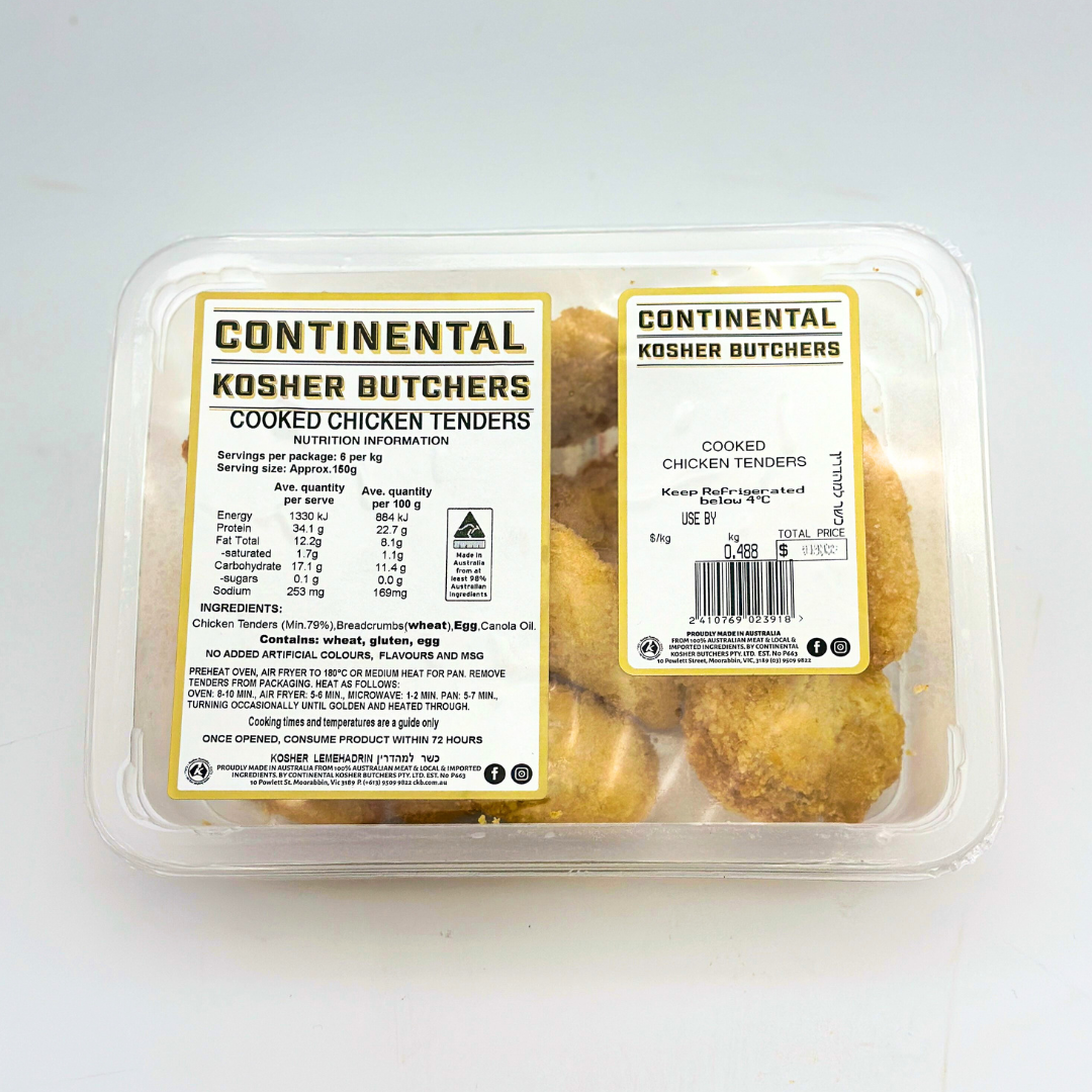 cooked chicken tenders packaging - Continental Kosher Butchers.png