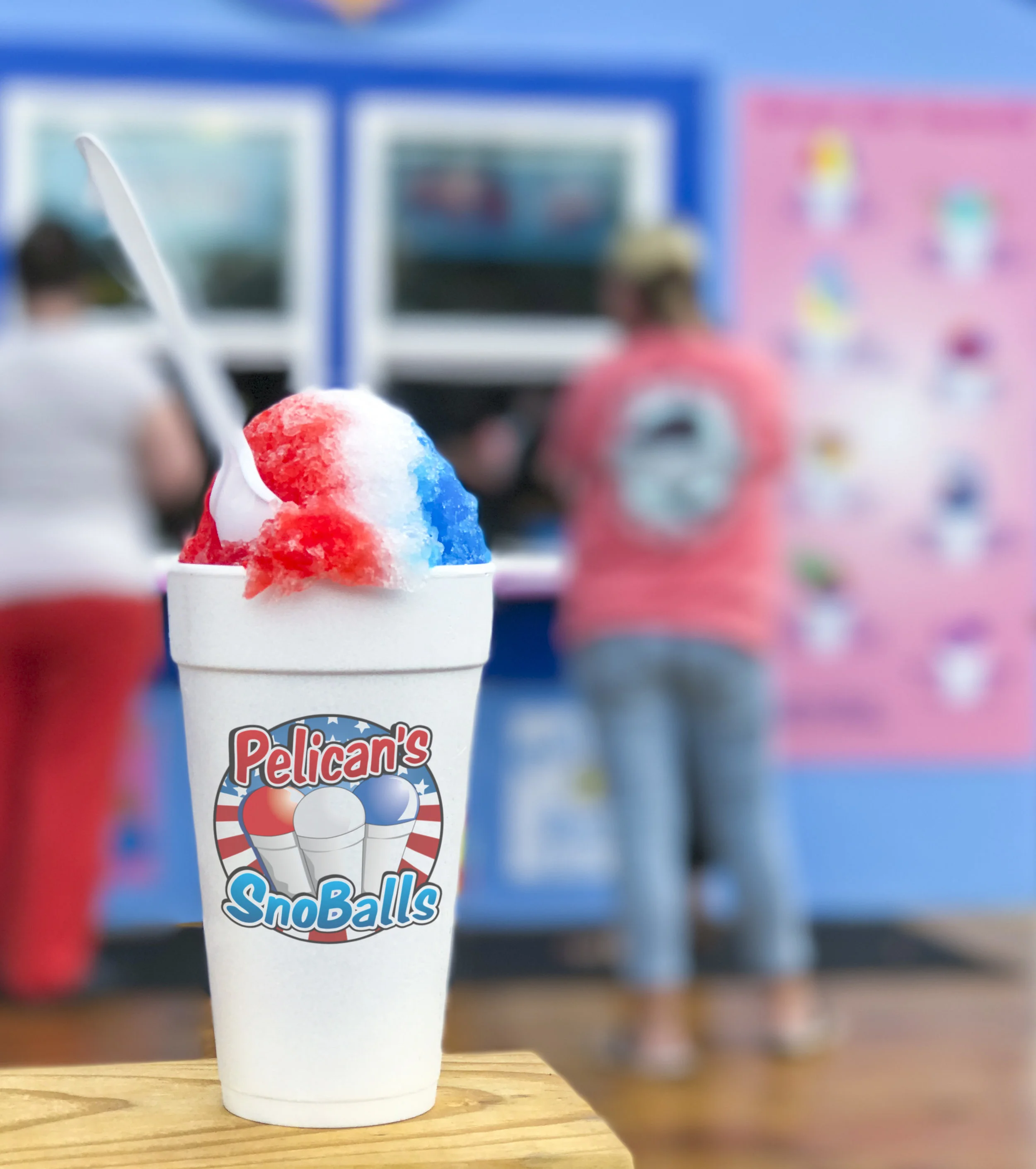 Pelican's SnoBalls, special 4th of July Logo design