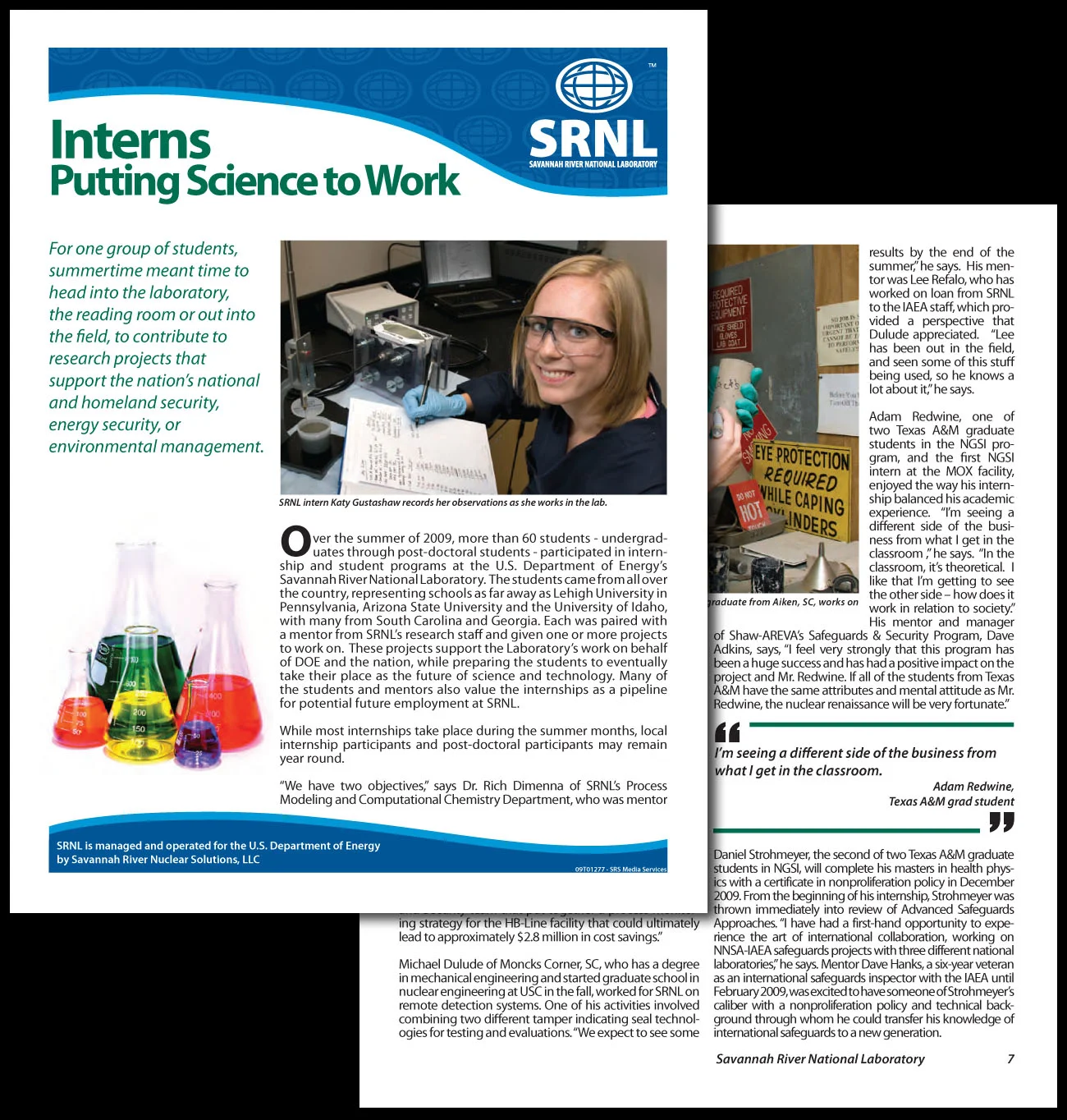 Savannah River National Laboratory, 8 page intern booklet