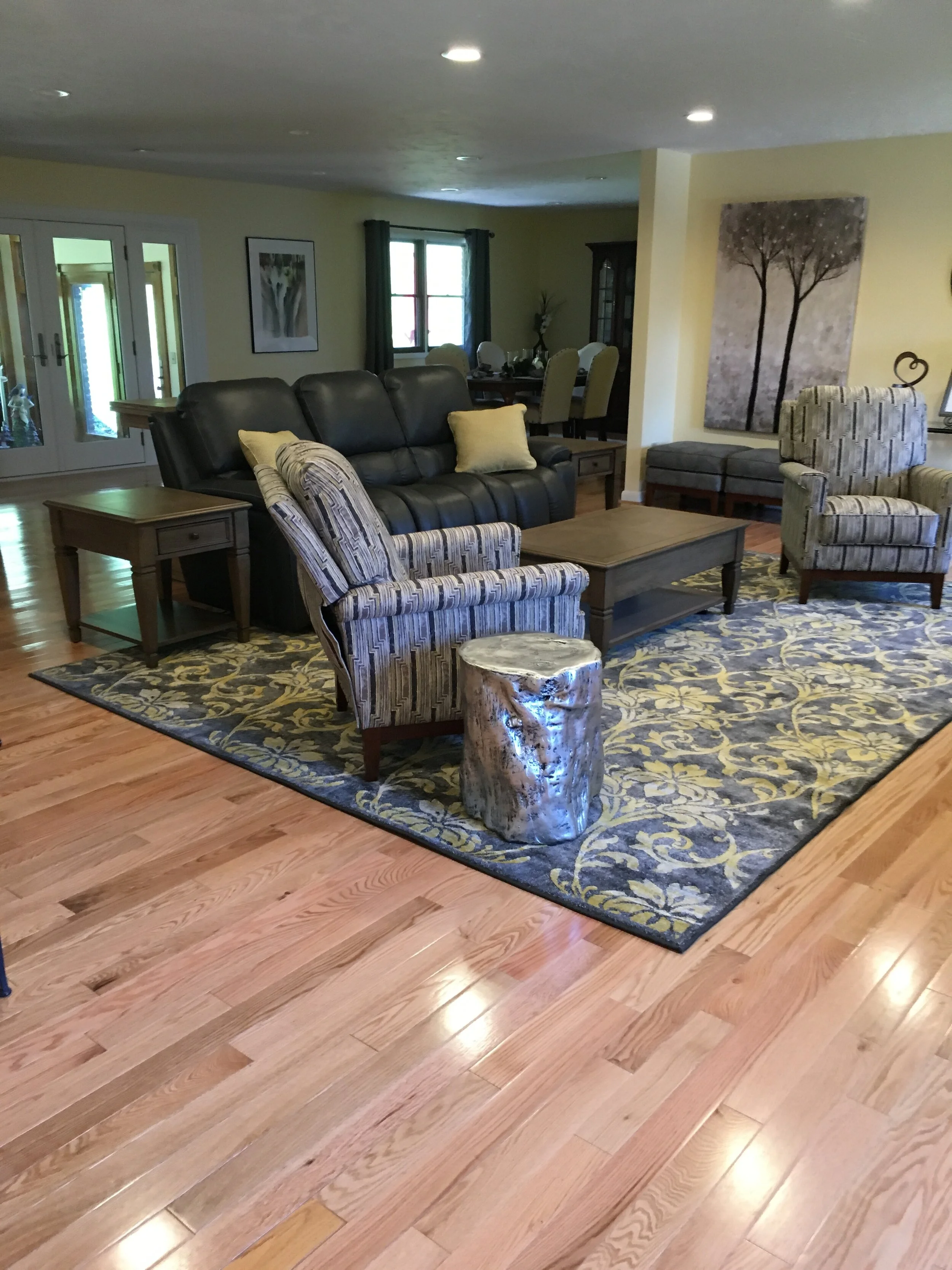  This new living area faces the fireplace and entertainment center. 