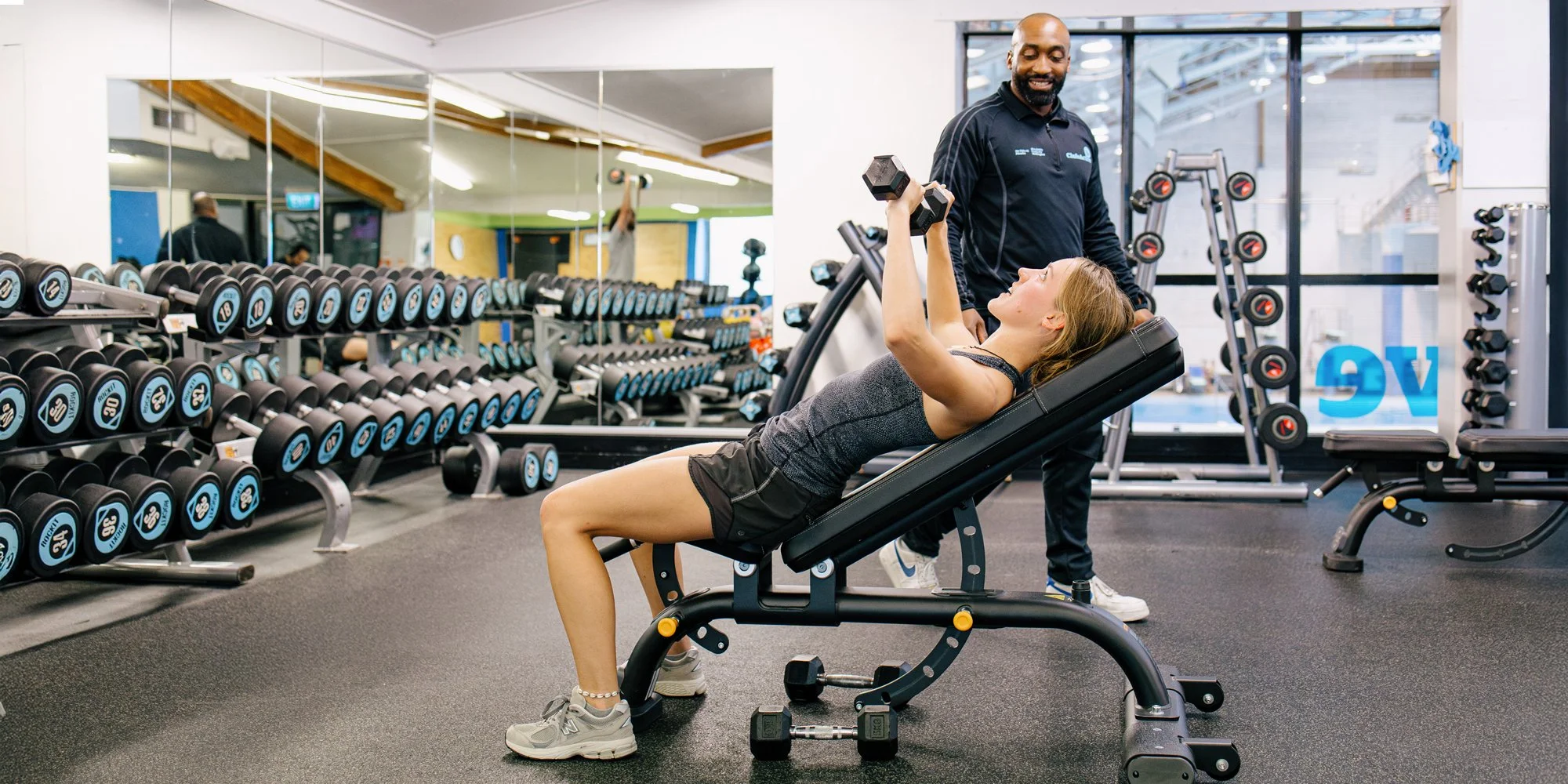 Free weights area at Wellington Regional Aquatic Centre (WRAC).