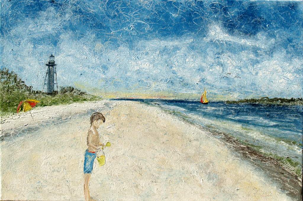 SOLD 'Boy at the Beach', 30"x20" ol on canvas 