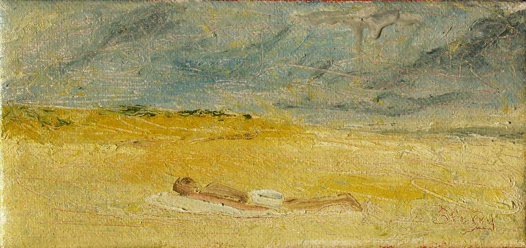 'Sunbather', 13.5"x6.5" oil on canvas 