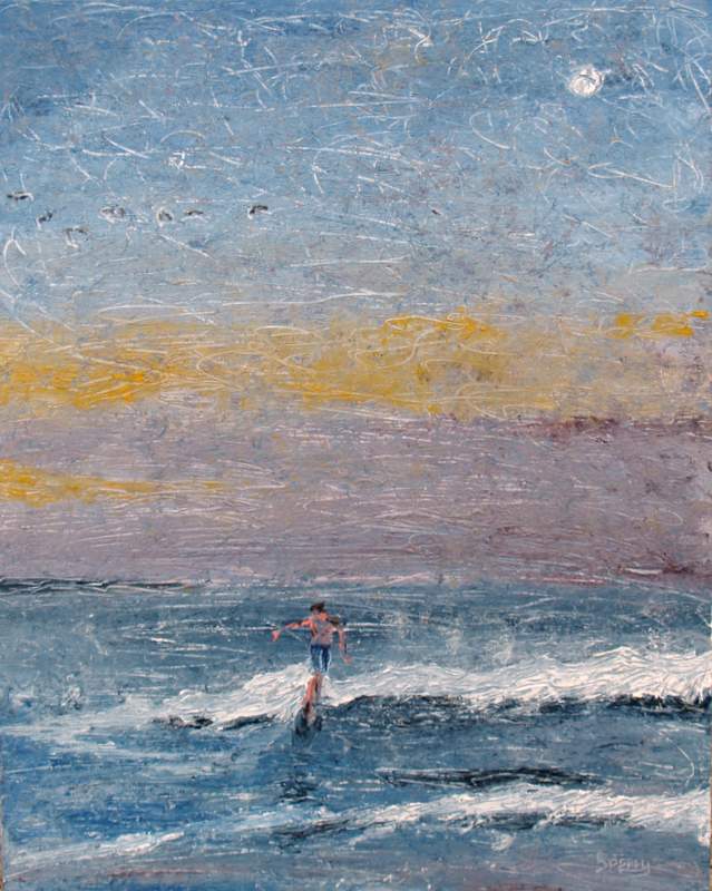 'Moonlight Surfer', 16"x20" oil on board 