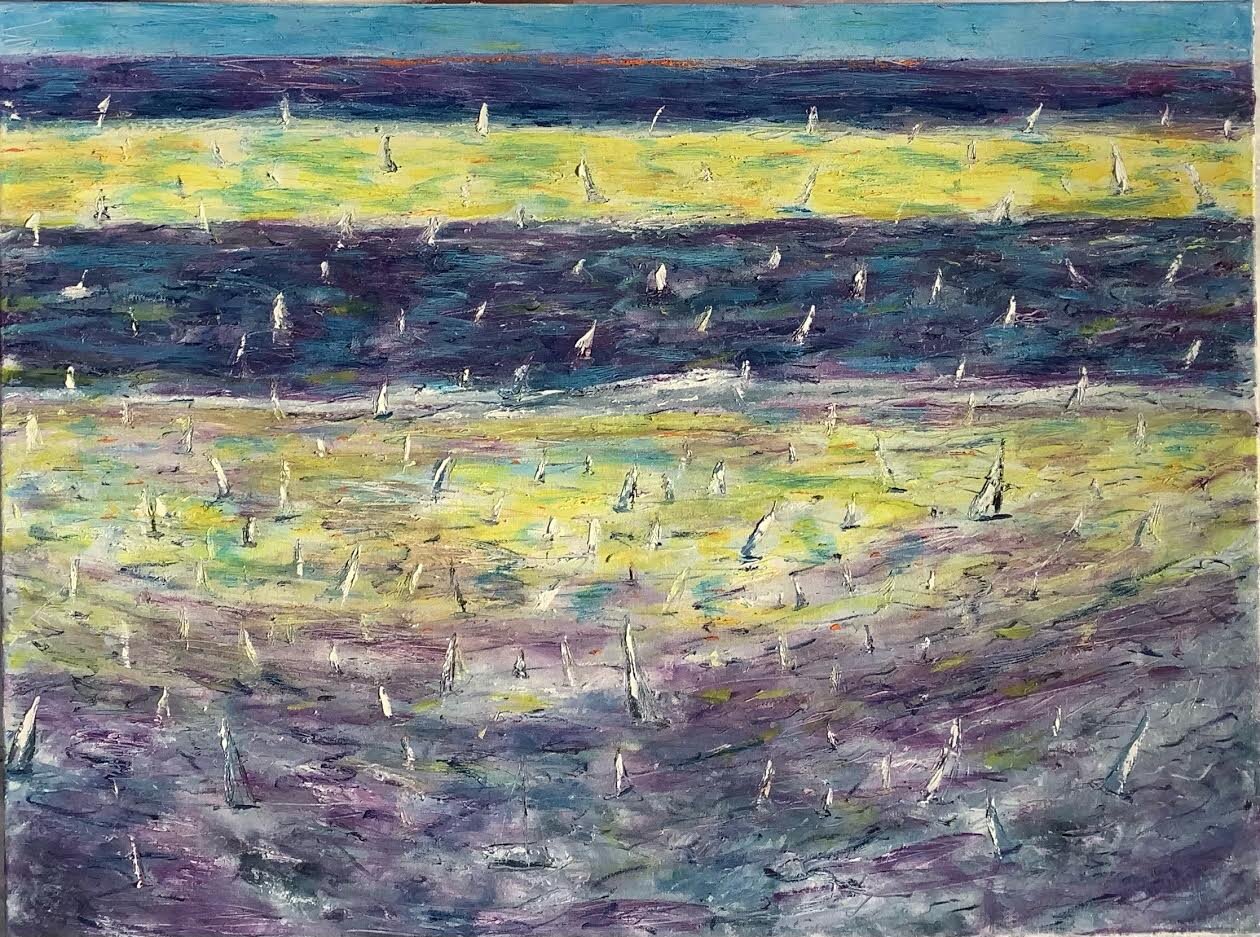 Boats Against the Current 40"x30" oil