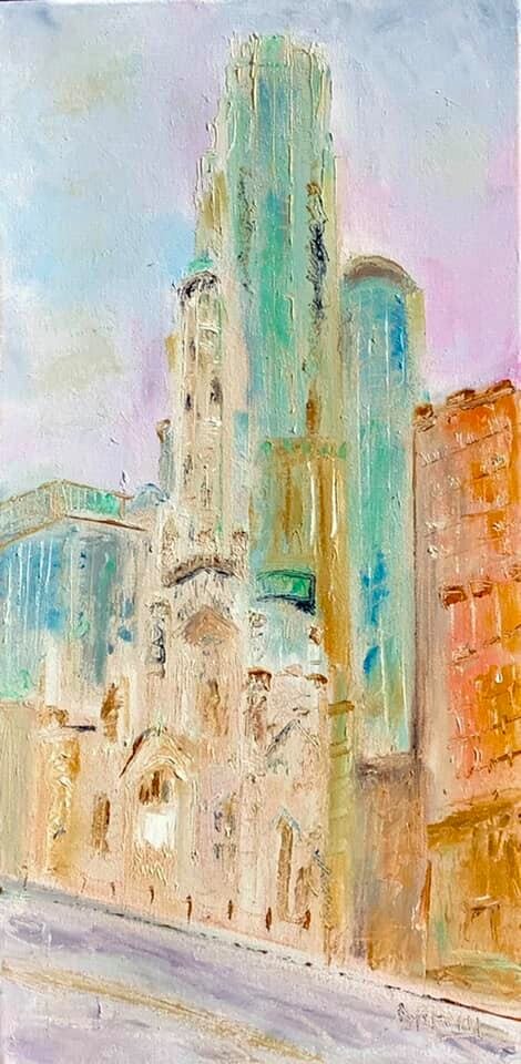Historic Water Tower 12"x24" oil