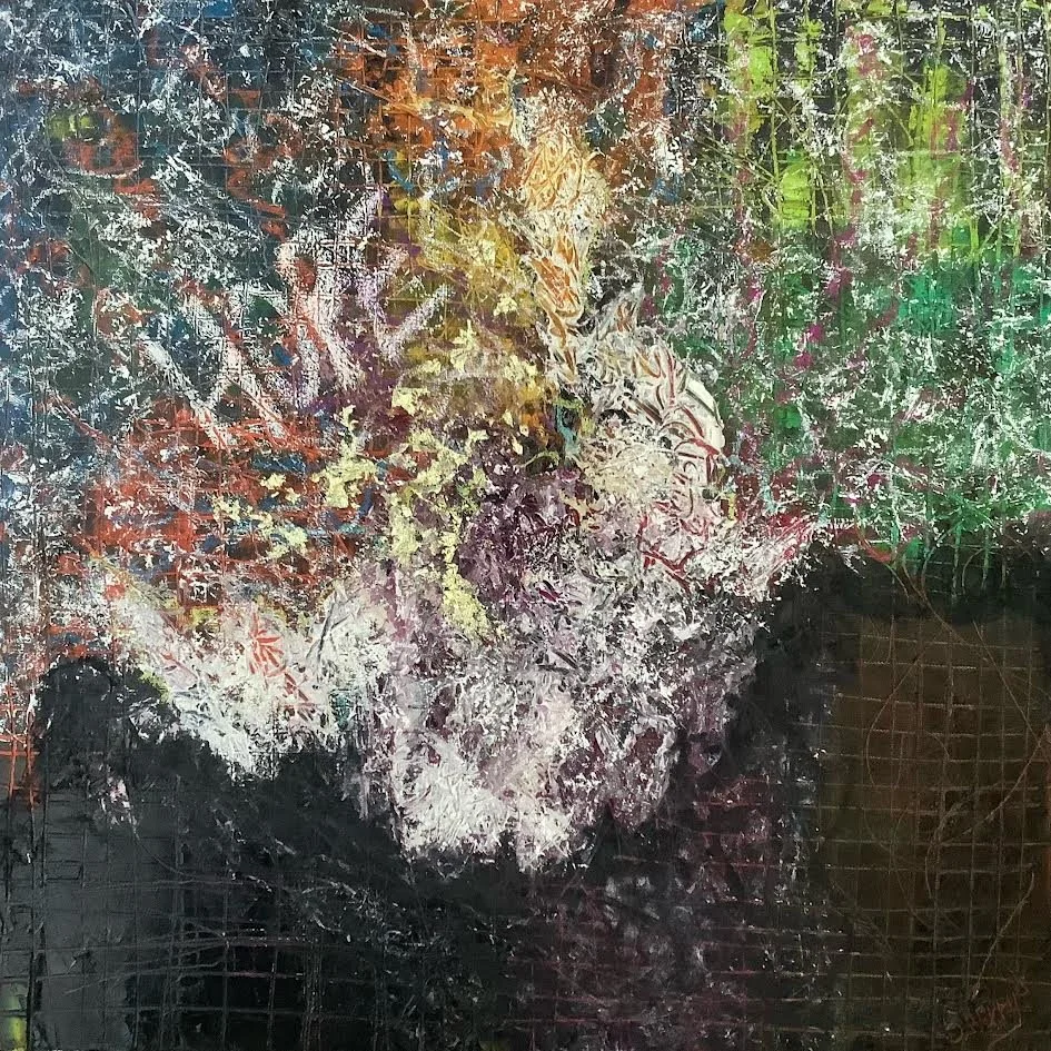 'HOPE' 30"x30" mixed-media