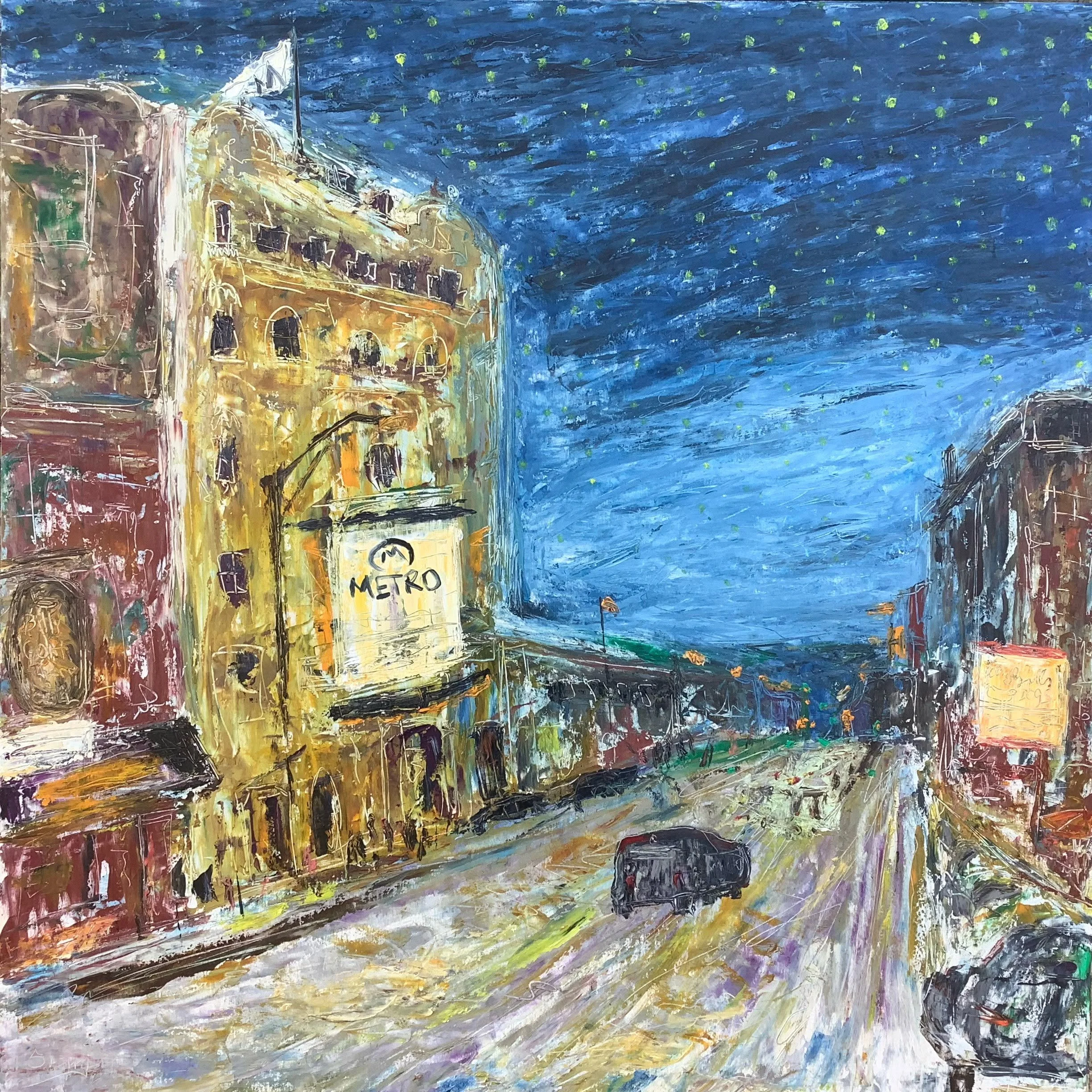 Chicago Nightlife 36"x36" oil