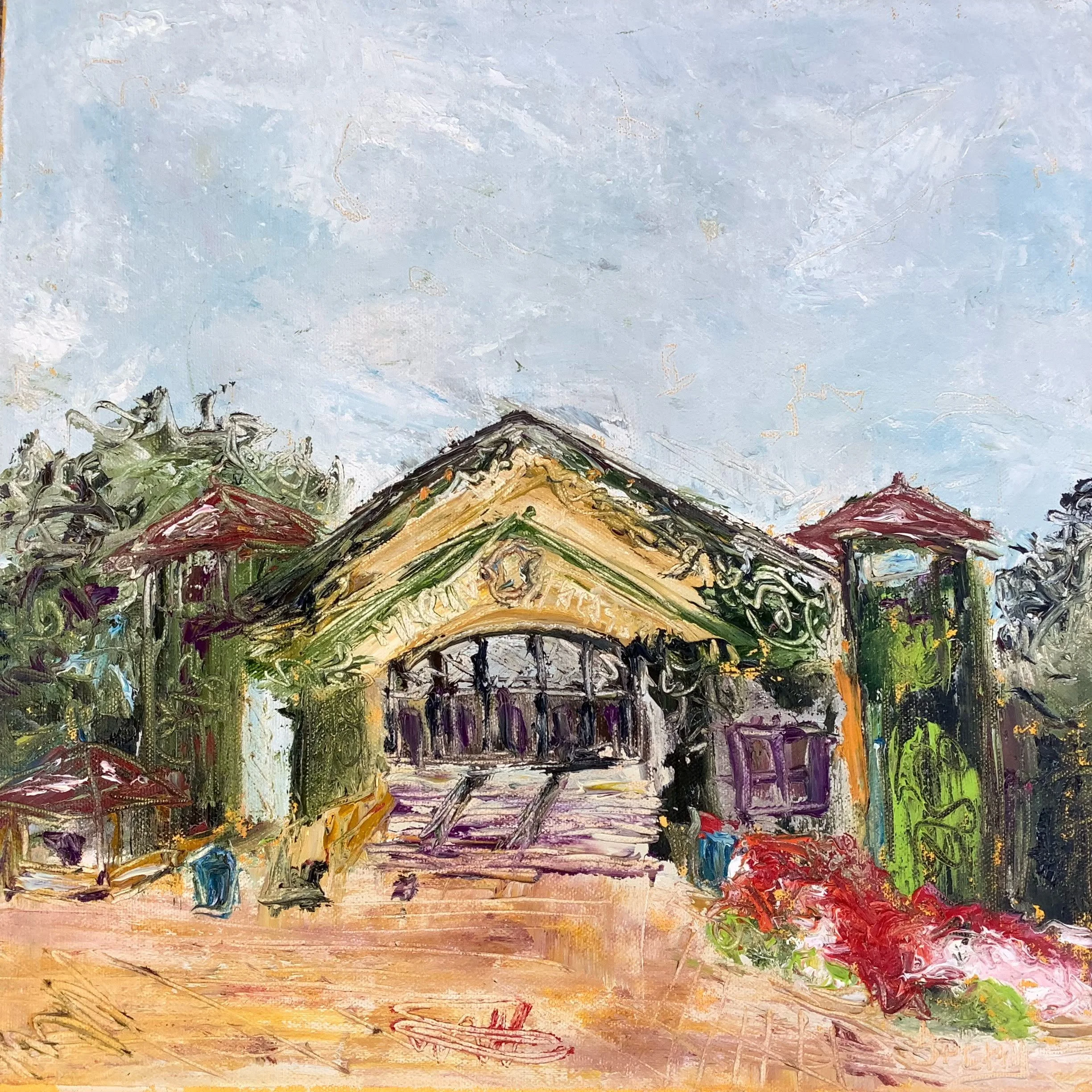 ‘Martin Theater Ravinia’ 14”x14” oil 