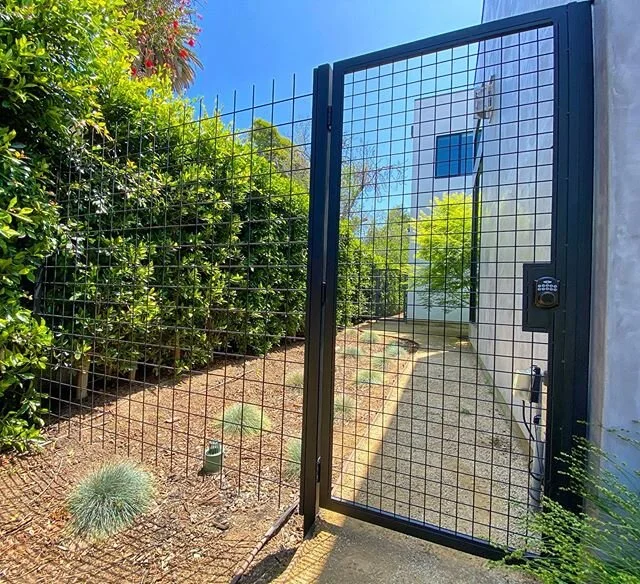 Safety is important. Non obtrusive, transparent safety fence and gate for clients side yard. #customfence #customfences #customgate #customgates #metalgate #metaldoor #entrydoor #sidegate #custommetalfabrication #homesafe #homesafety #safehome #gate 