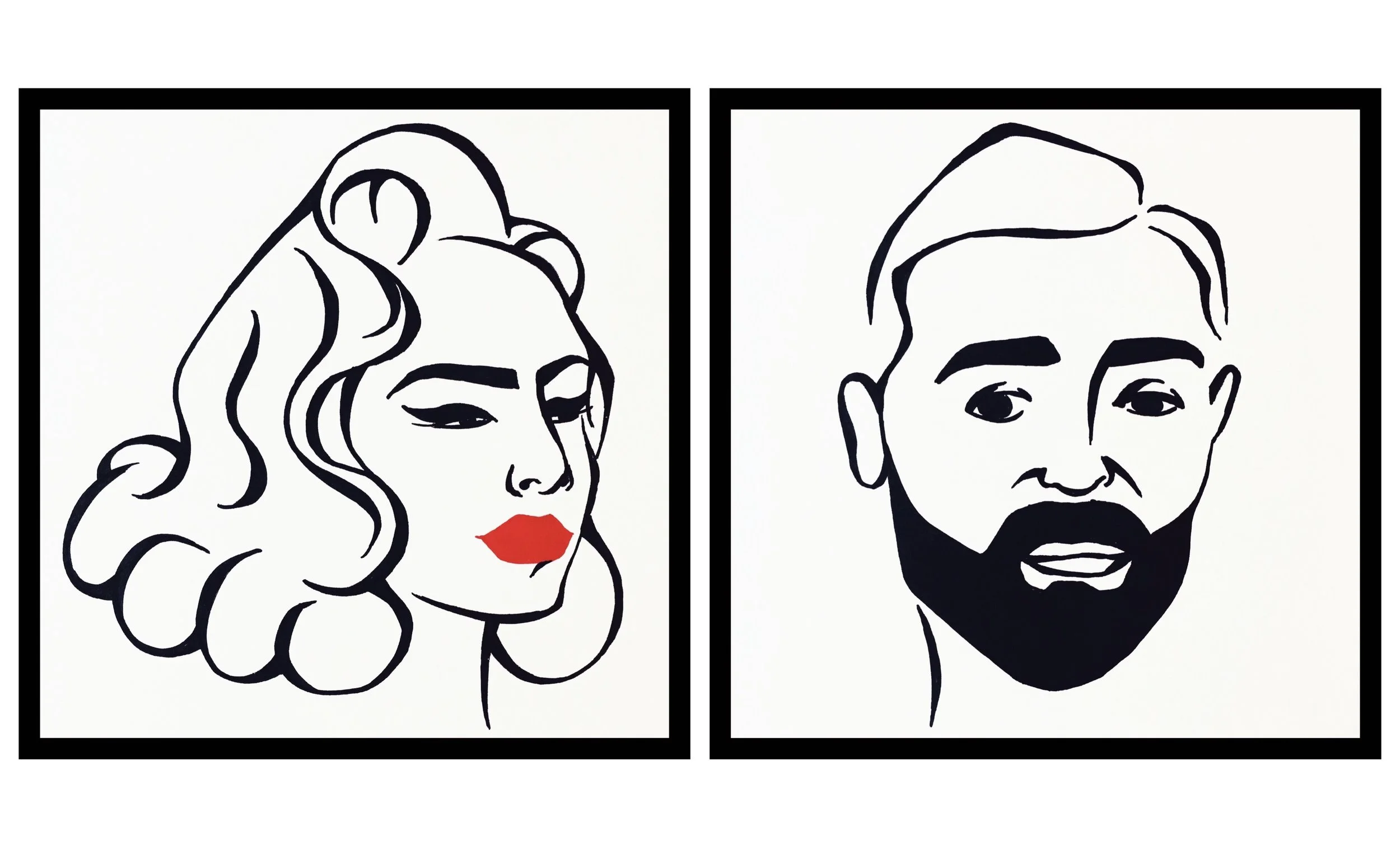Finding Lost Angeles' own Rachel and Nate as Brown Derby-style caricatures. Original artwork by Molly Kafka .