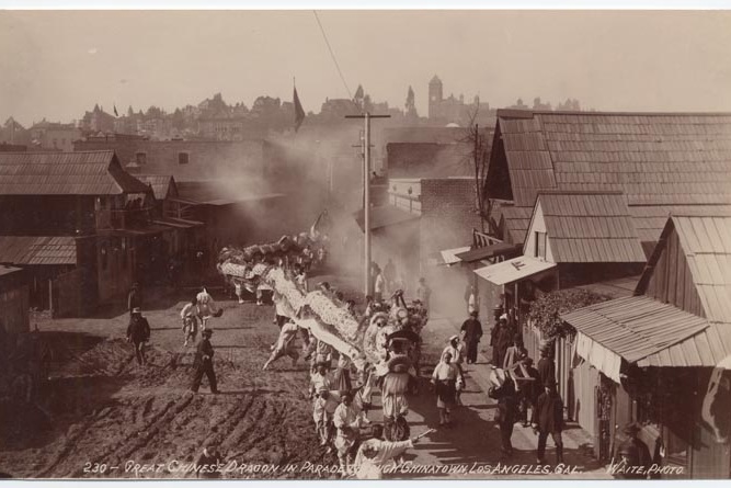 “The Great Chinese Dragon in Parade through Chinatown, Los Angeles, Cal.” Photo by C. B. Waite, California State Library (1895)