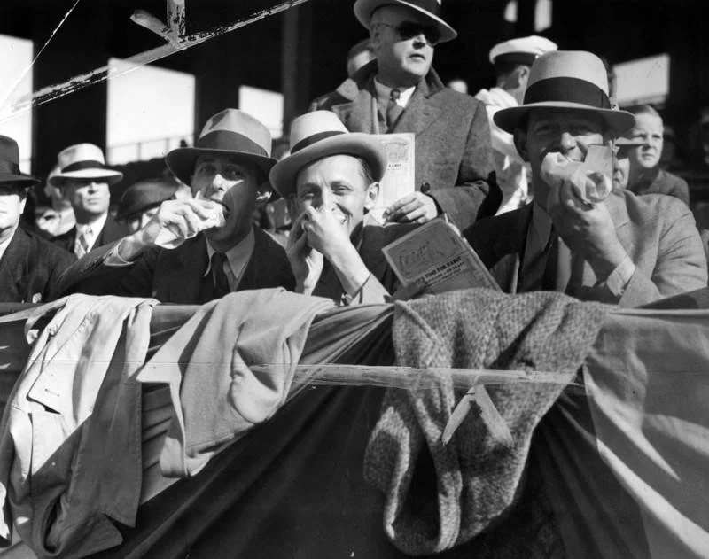 Fans enjoying a game at Wrigley Field. Image via LA Public Library (April 6, 1937)
