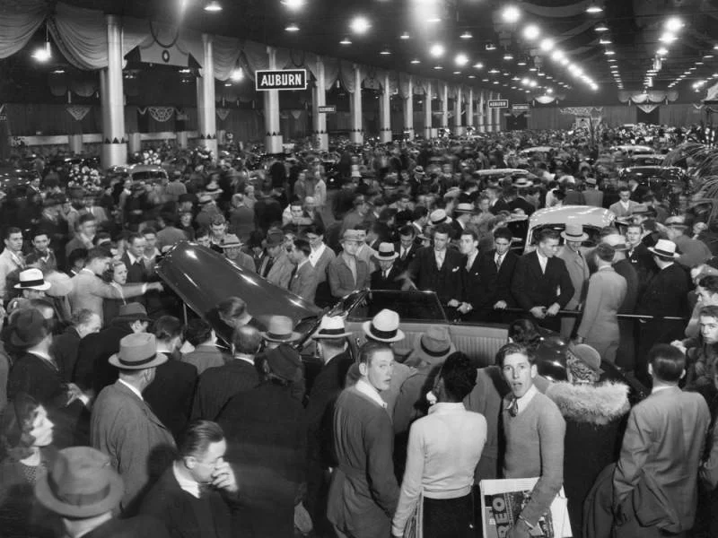 Auto Show at the Pan-Pacific Auditorium. Image by Art Streib via the LA Public Library (1935)