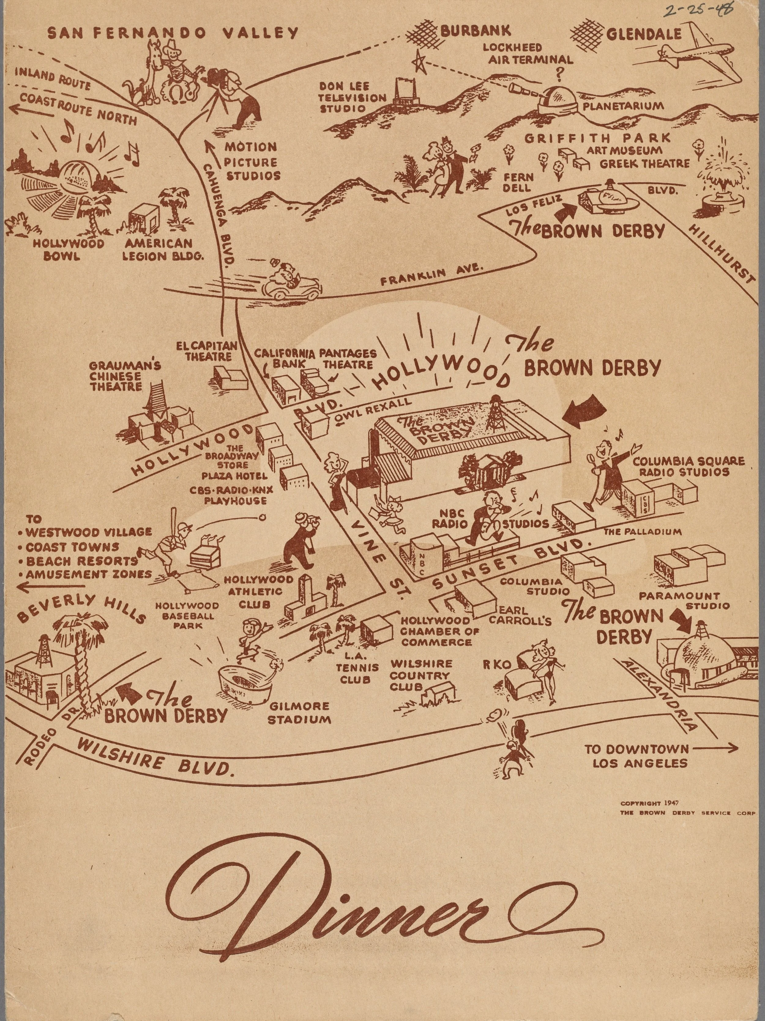 Brown Derby menu - photo via New York Public Library (1948)