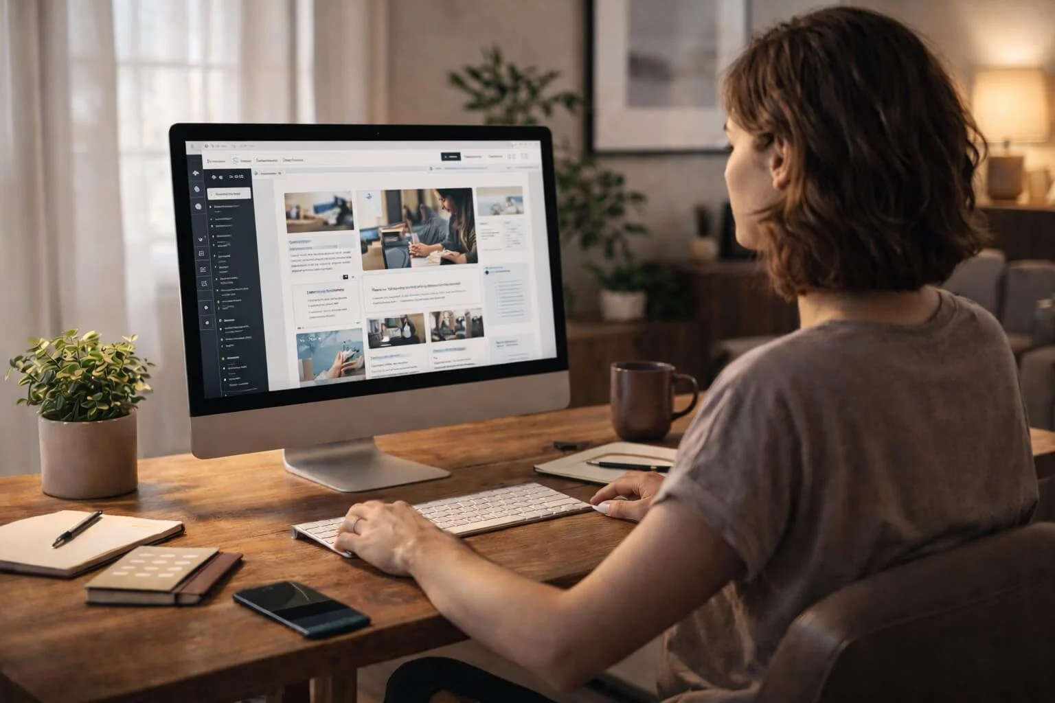 founder building a new website to grow business online