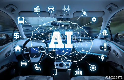 An illustration image of Artificial Intelligence (AI) controlled vehicle . Image from: fotolia