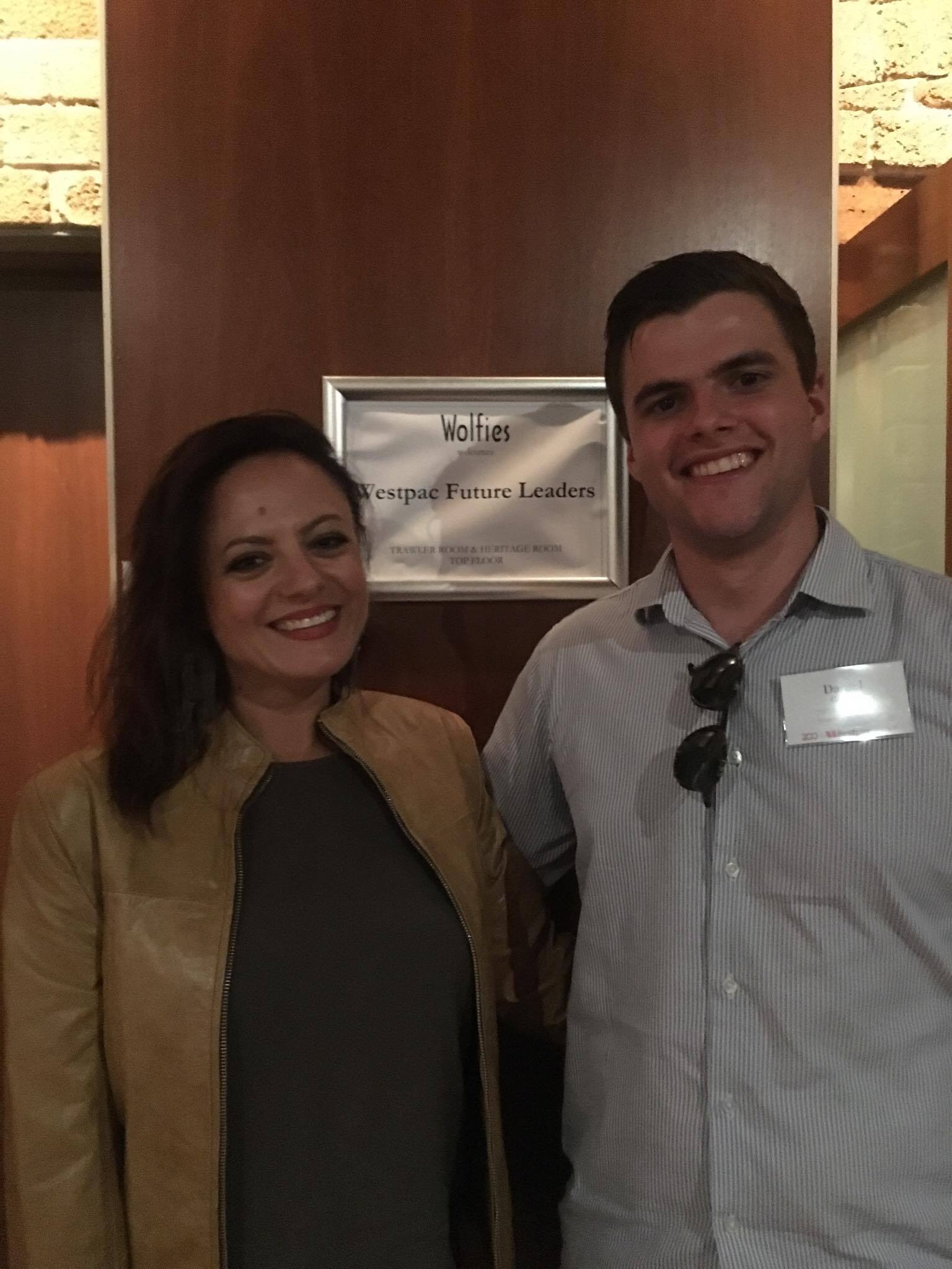 Westpac Future Leaders Dinner with fellow Scholar, Daniel Conley.