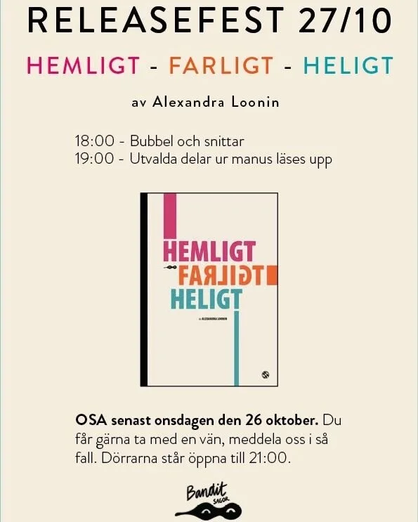 P&aring; torsdag bjuder vi in till releasefest! OSA senast onsdag om du och en v&auml;n vill komma och fira med oss 🎊