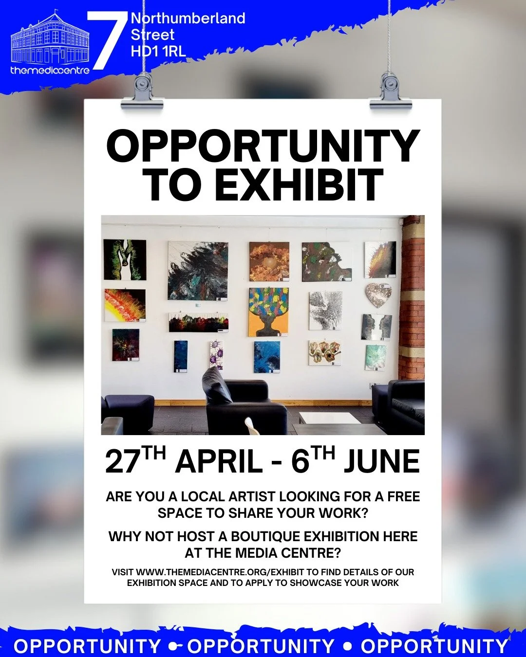 🎨 Calling all local artists in Huddersfield!

We&rsquo;ve had a rare opening in our 2026 exhibition schedule for a six week slot from the 27th April to the 6th June 2026, and it could be your chance to shine! 🌟

Showcase your work in a boutique exh