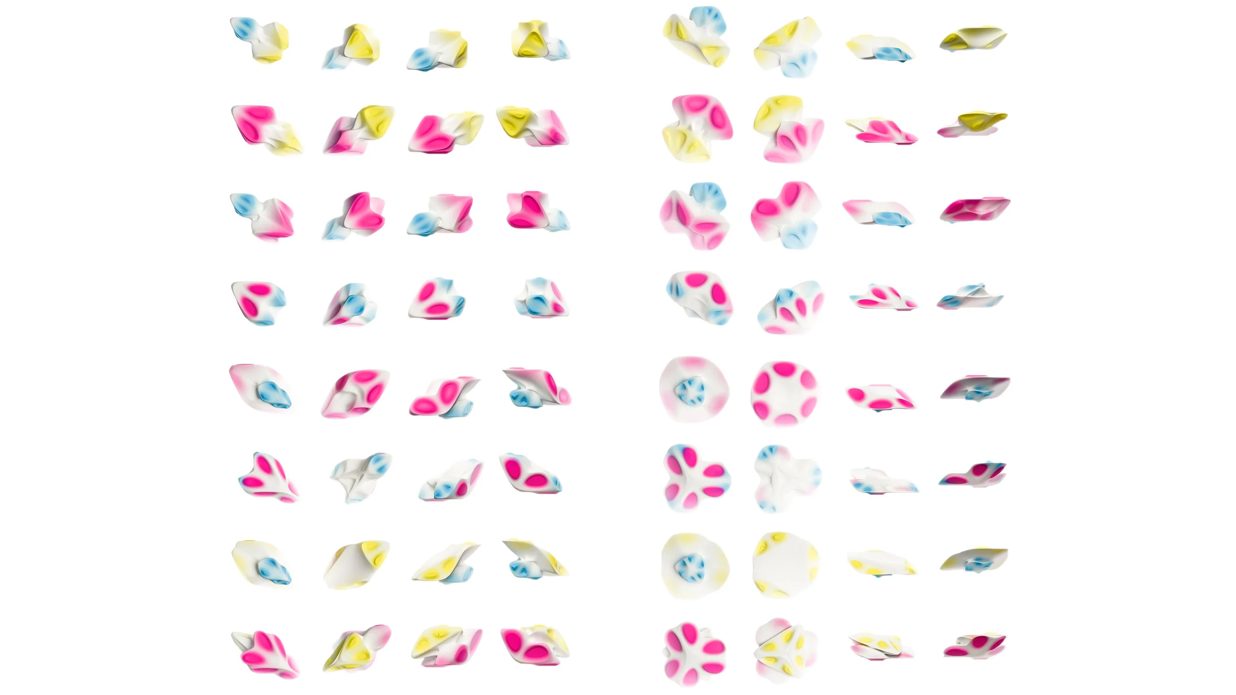 16 quasicrystal units with their specific decoration