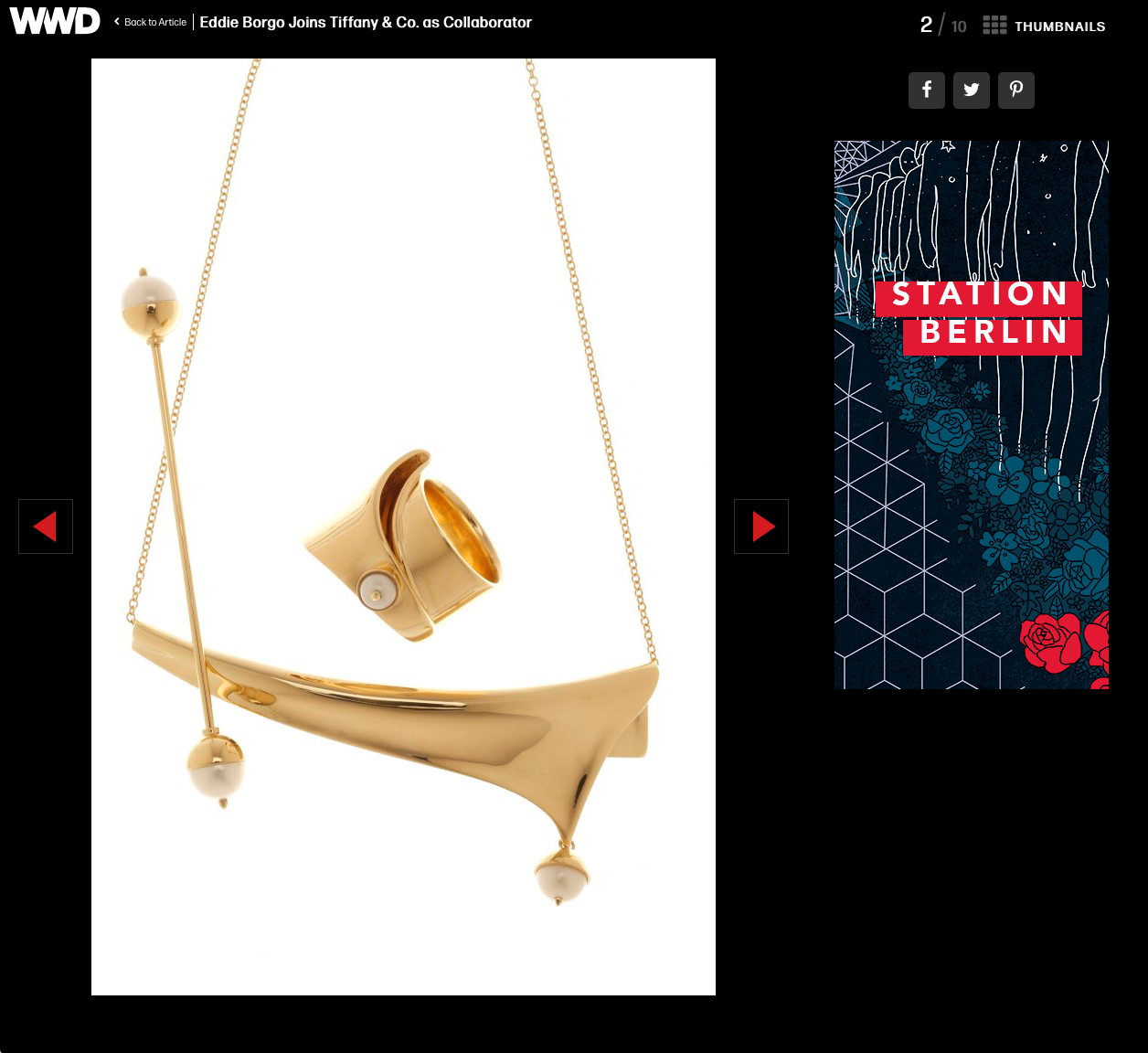 Production Bar Pin, Ring, and Necklace as featured in WWD