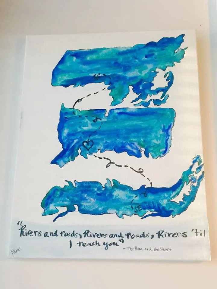 Rivers and Roads-Ink-Watercolor-Acrylic