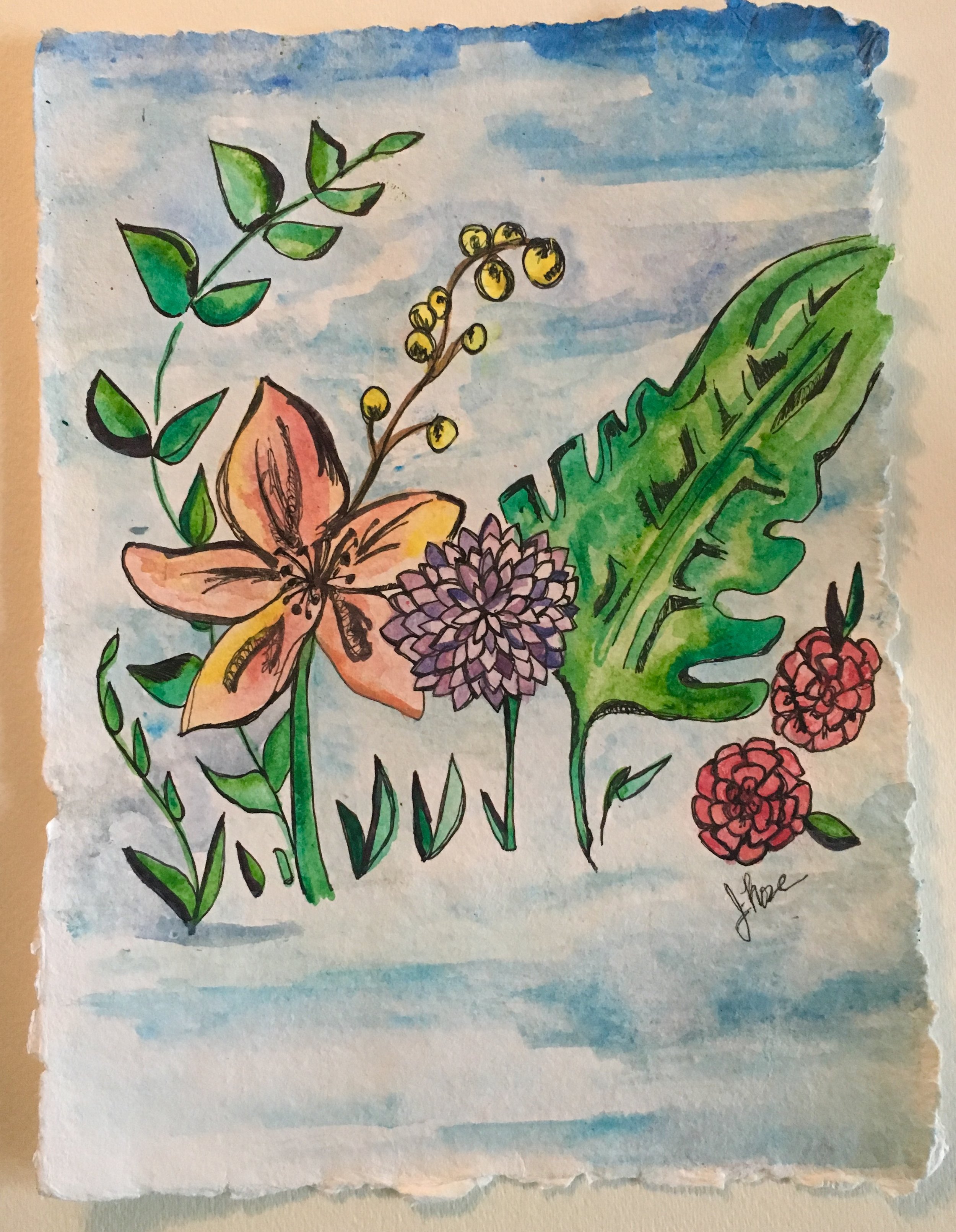 Botanicals Lily-Ink-Watercolor