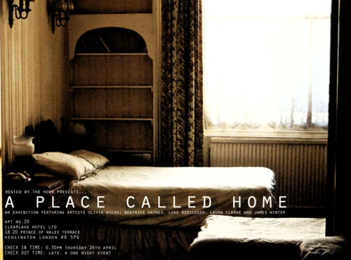 A PLACE CALLED HOME.
Last night, in a mock victorian, seedy hotel in Kensington, a wonderful event took place. Rented by the hour returned to Clearlake Hotel for the second time. Five contemporary artists; Olivia Hicks, Beatrice Haines, Laura Clarke, Luke Rodilosso and James Winter came together to produce psychosocial responses to the space. The rooms were no longer hotel rooms, but a home from home, usually only occupied for a short period by an endless stream of different people, but in this private space at a particular moment in time a multitude of stories were told, both real and imagined.
Thank you to everyone who came last night. It was a great success.