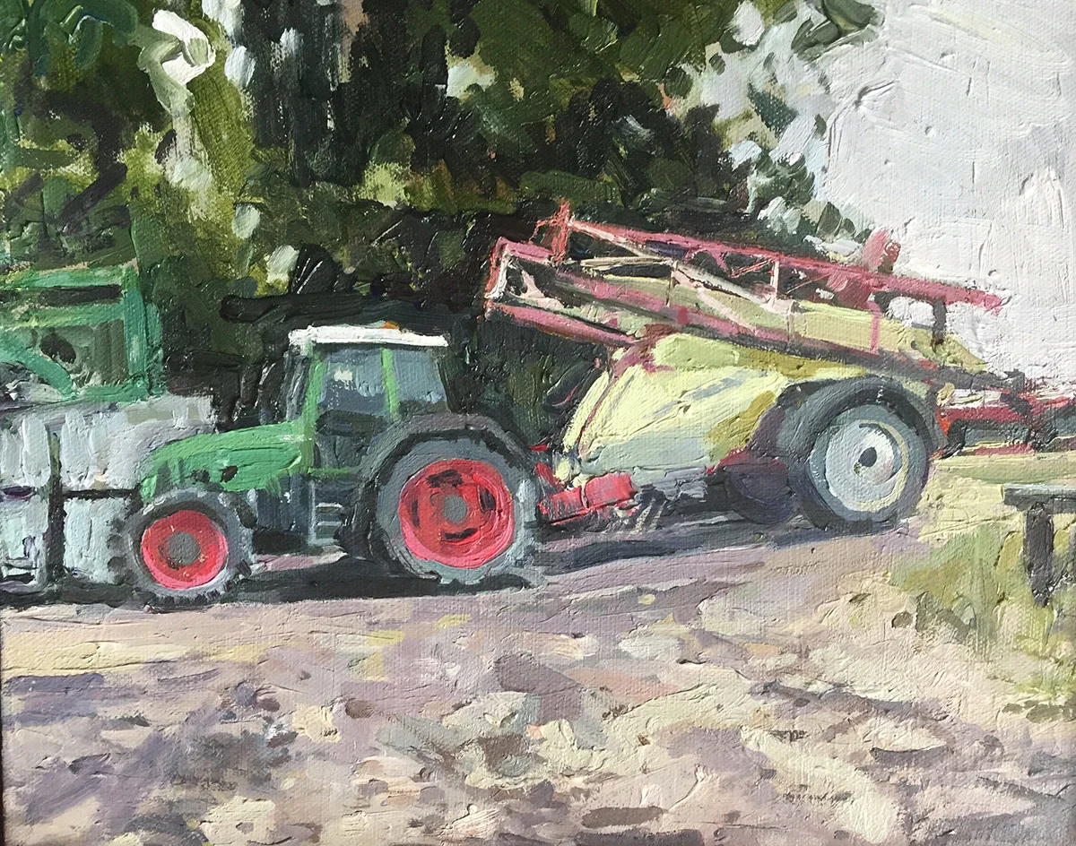 Tractor in Landscape. 2017. Oil on Board