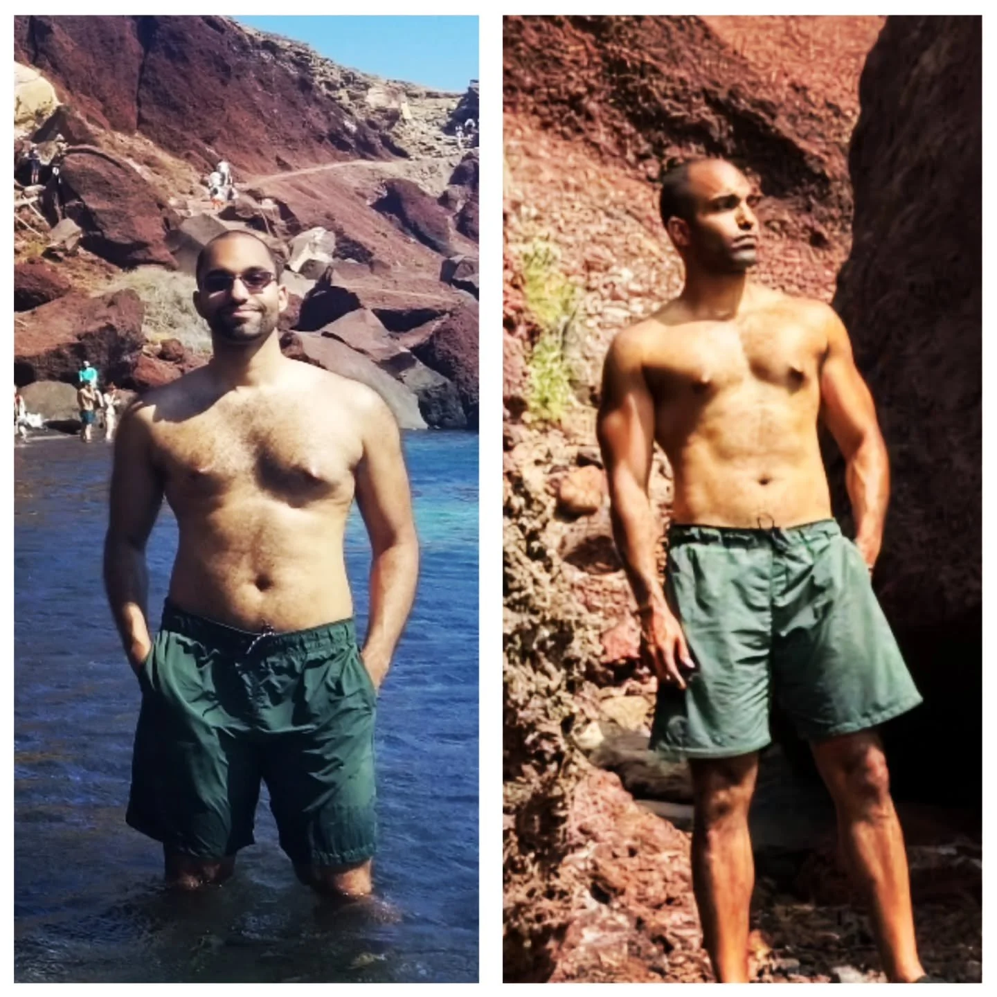 Same beach, 5 years later, 10 months of hard work, and 20 pounds. This isn't a &quot;before&quot; and &quot;after&quot; though, b/c I'm far from done.
.
.
💪🏽 By @hellylifts; as always, thanks for all your guidance and keeping me accountable 
.
.
#f