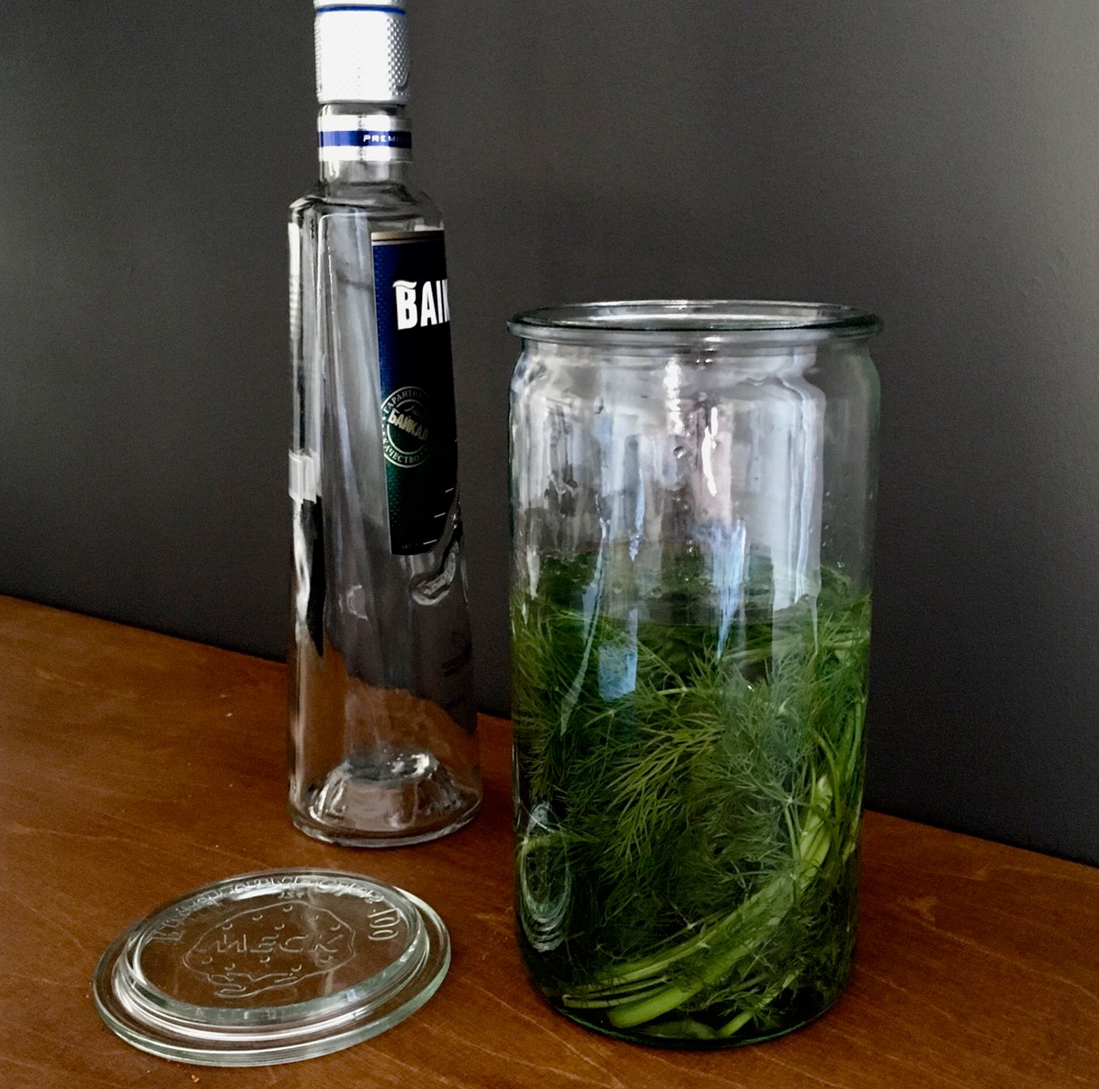 Vodka infused with leftover dill