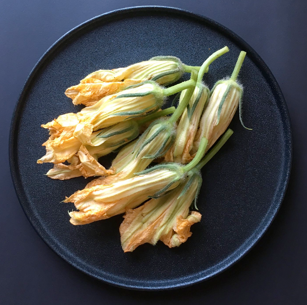 Courgette flowers in leftover sourdough batter