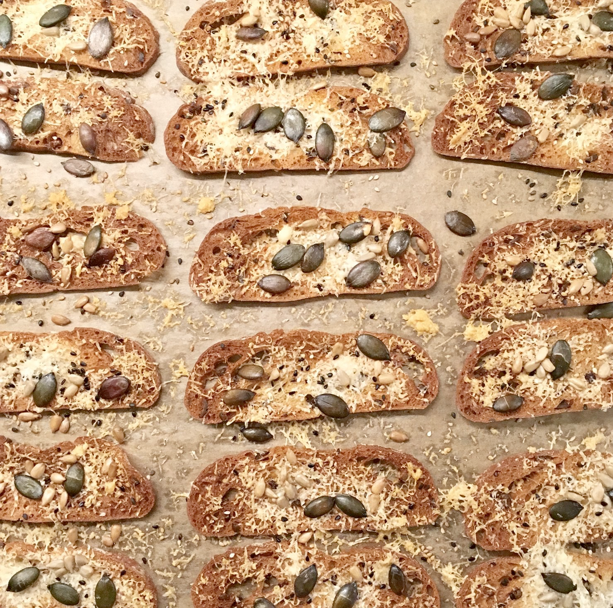 cheese and seed crispbread - when stale bread turns to gold