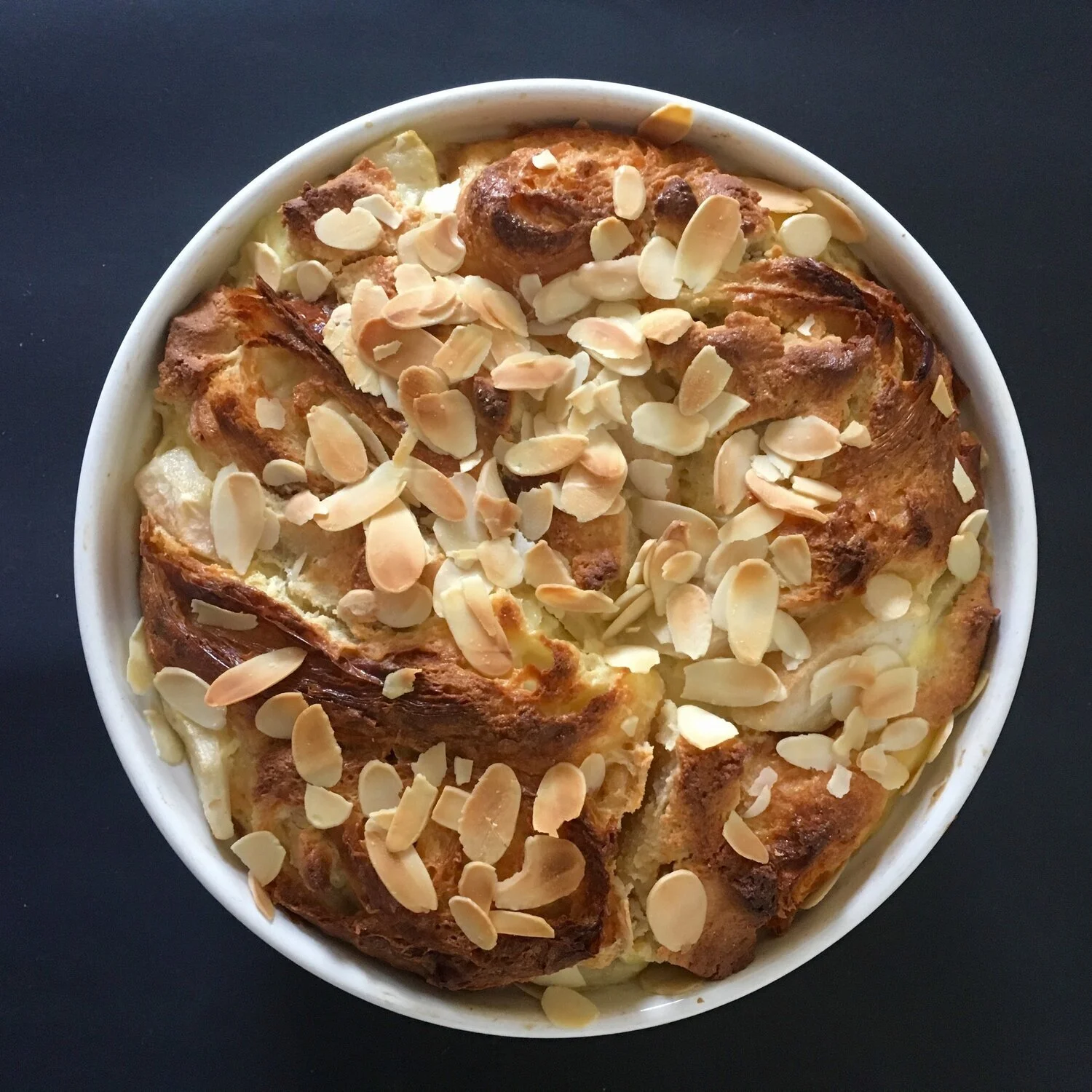 Pear and croissant bread pudding