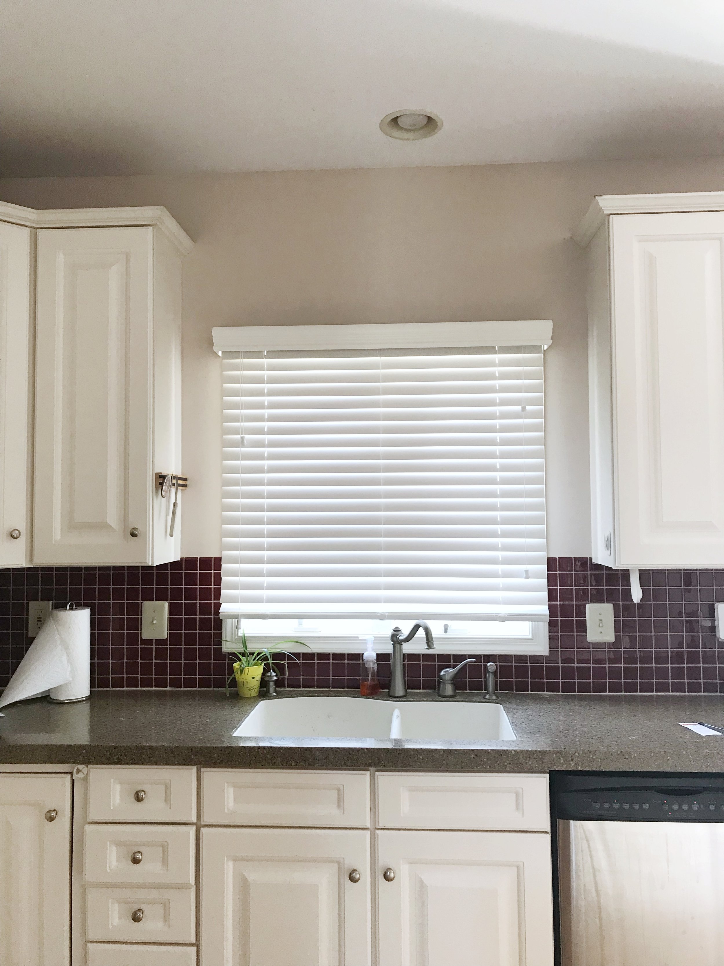 3rdGenBlinds white custom white window blinds over sink in kitchen&nbsp;