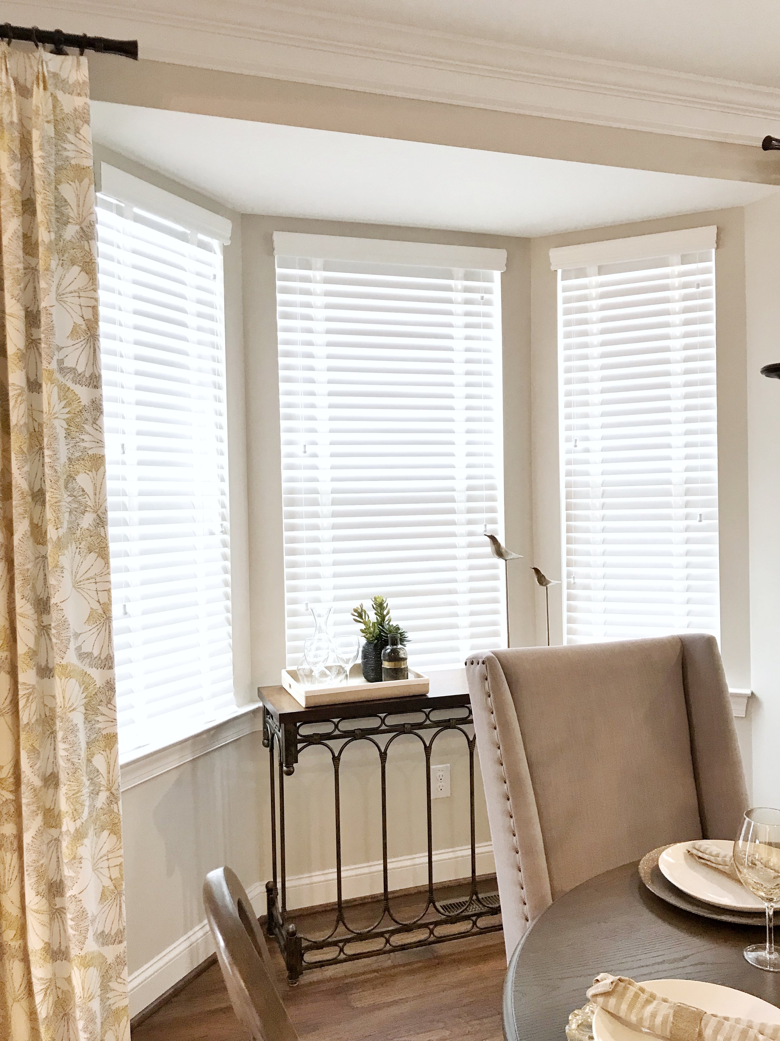 3rdGenBlinds white custom window blinds in dining room&nbsp;