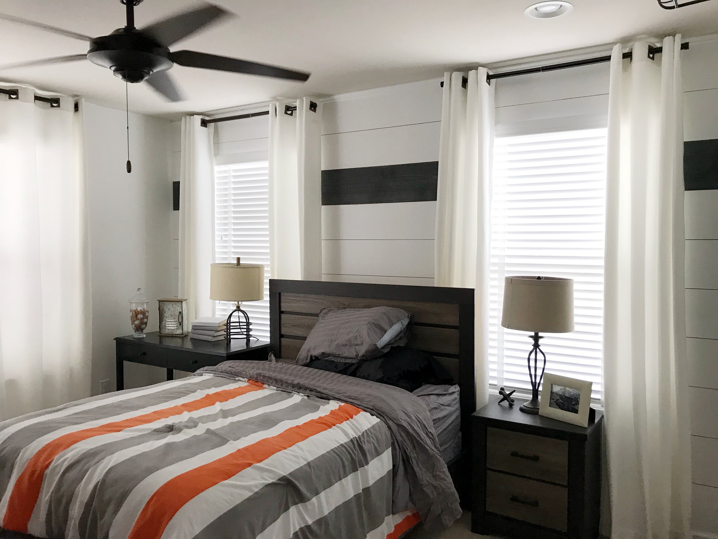 White custom window blinds in master bedroom by 3rdGenBlinds&nbsp;