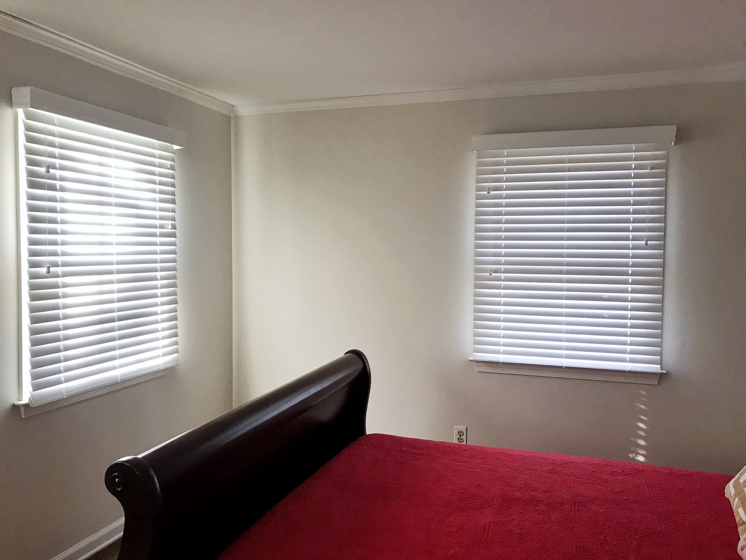 3rdGenBlinds white custom window blinds in guest bedroom