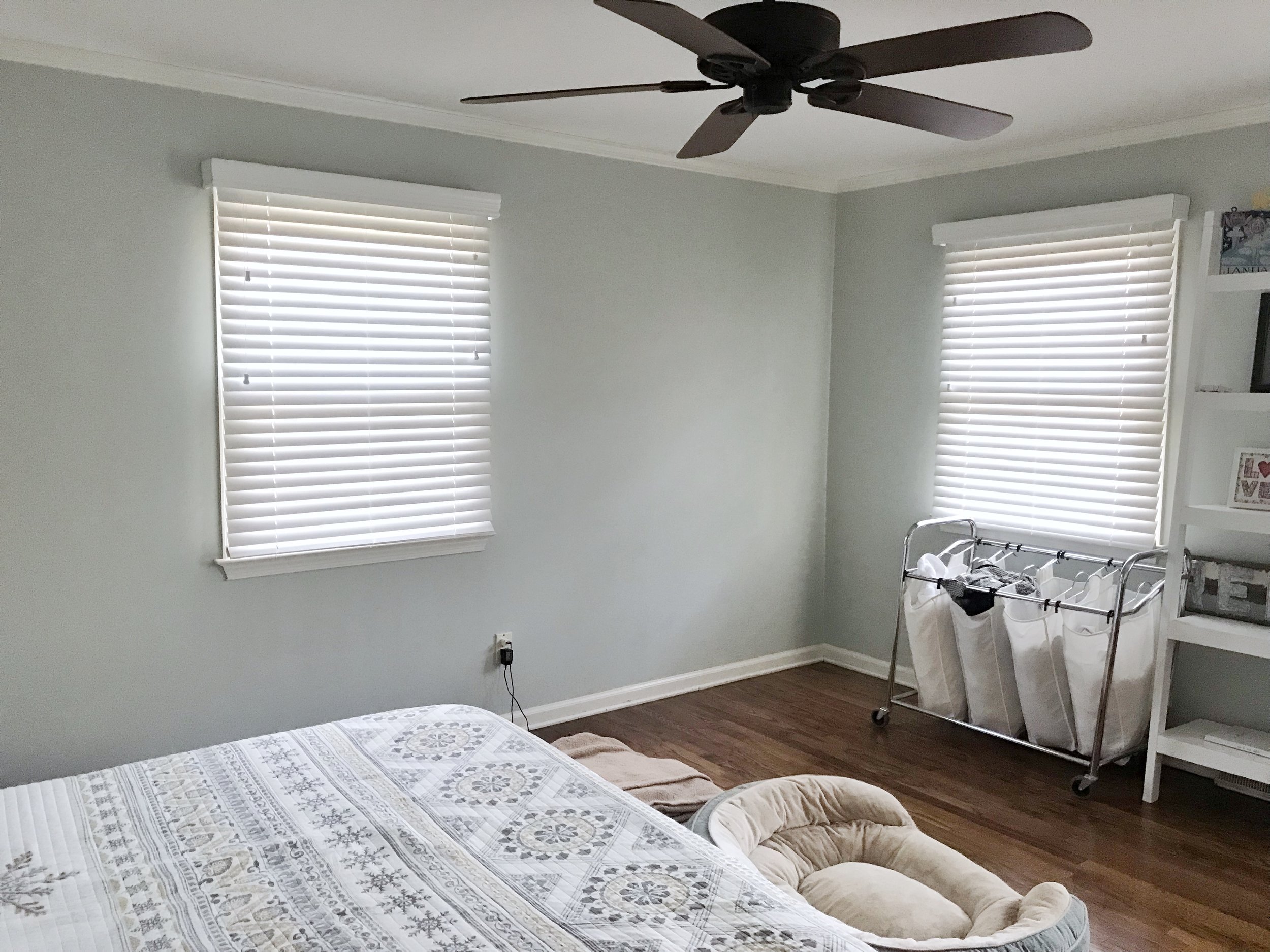 Master bedroom custom white window blinds by 3rdGenBlinds