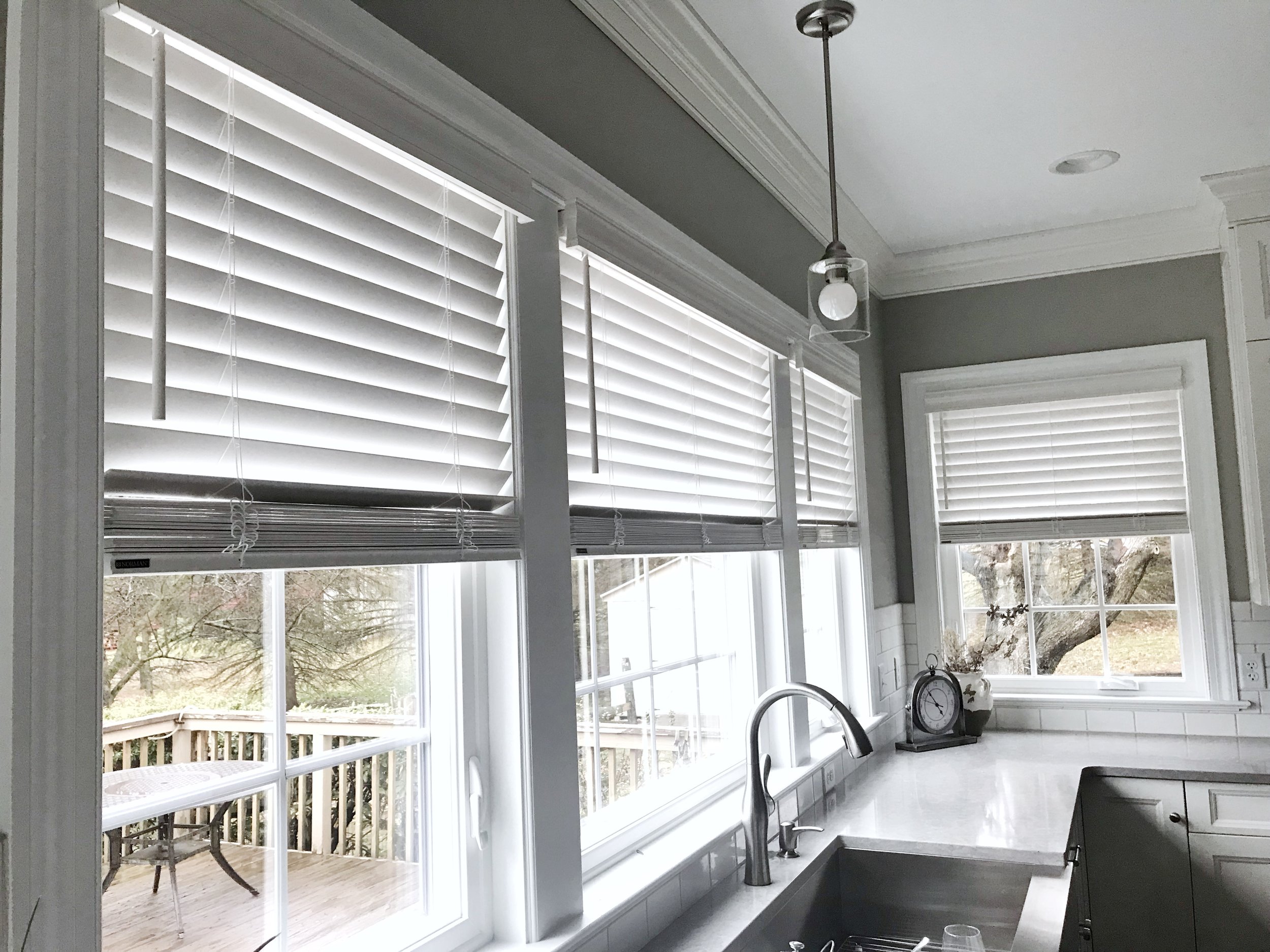 3rdGenBlinds custom white window blinds in kitchen
