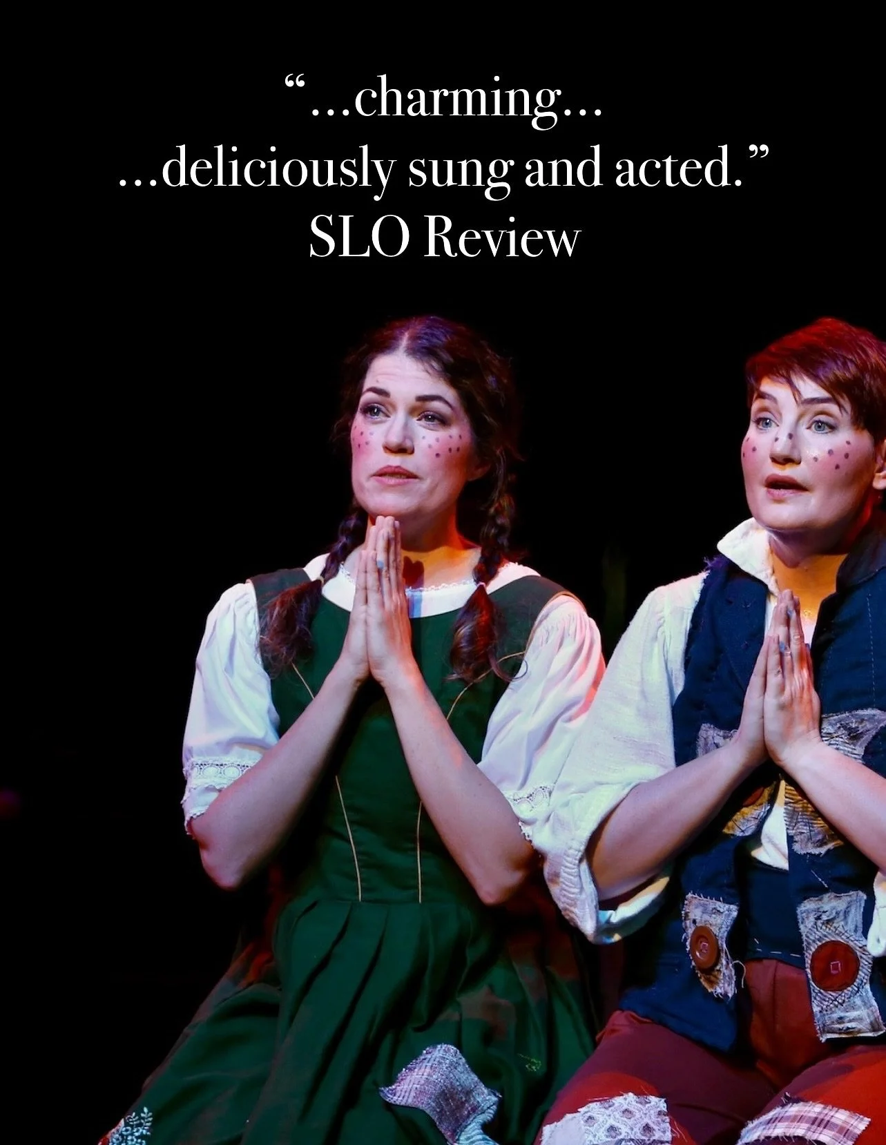 Thank you for the review @sloreview, thank you Michelle Evans for the hilarious production photos, and thank you @opera_slo for having me as Gretel this year! I&rsquo;ll remember this one forever. So hard to pick just a few good photos! 🥰🍭🎶💗

#op