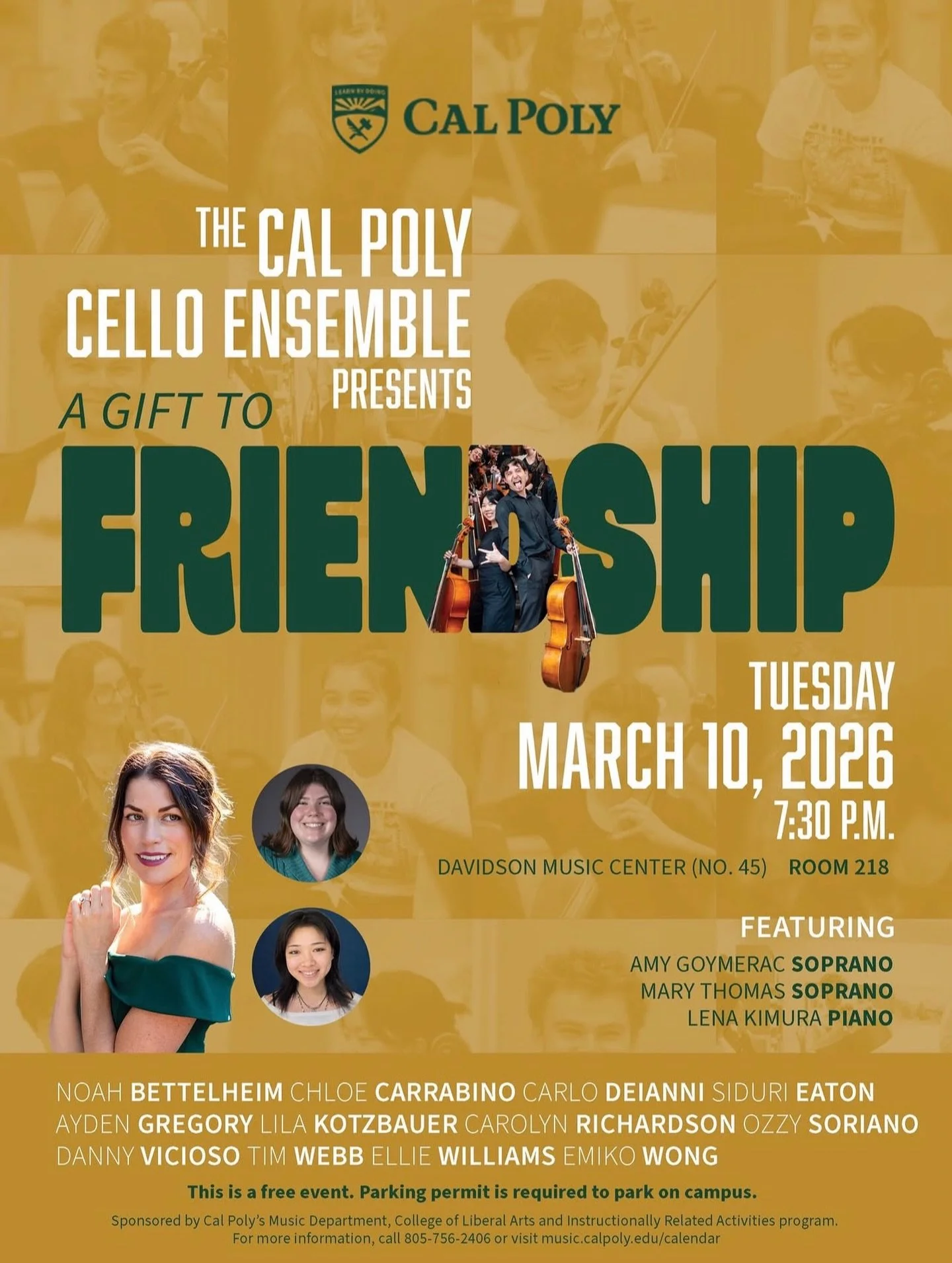 Grateful for friends new and old that I&rsquo;ll be performing with at this concert. It&rsquo;s going to be beautiful! 🥰

#operasingersofinstagram #calpoly #cello #bachianasbrasileiras #villalobos