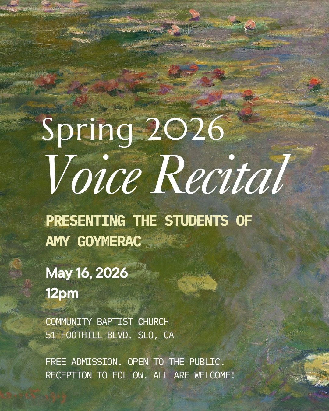After over 8 years of teaching I&rsquo;m thrilled to be finally hosting my first ever studio recital. 🥰 The event will feature some of my students from all over SLO County as well as some Cal Poly students. I&rsquo;m so proud of each of them and the
