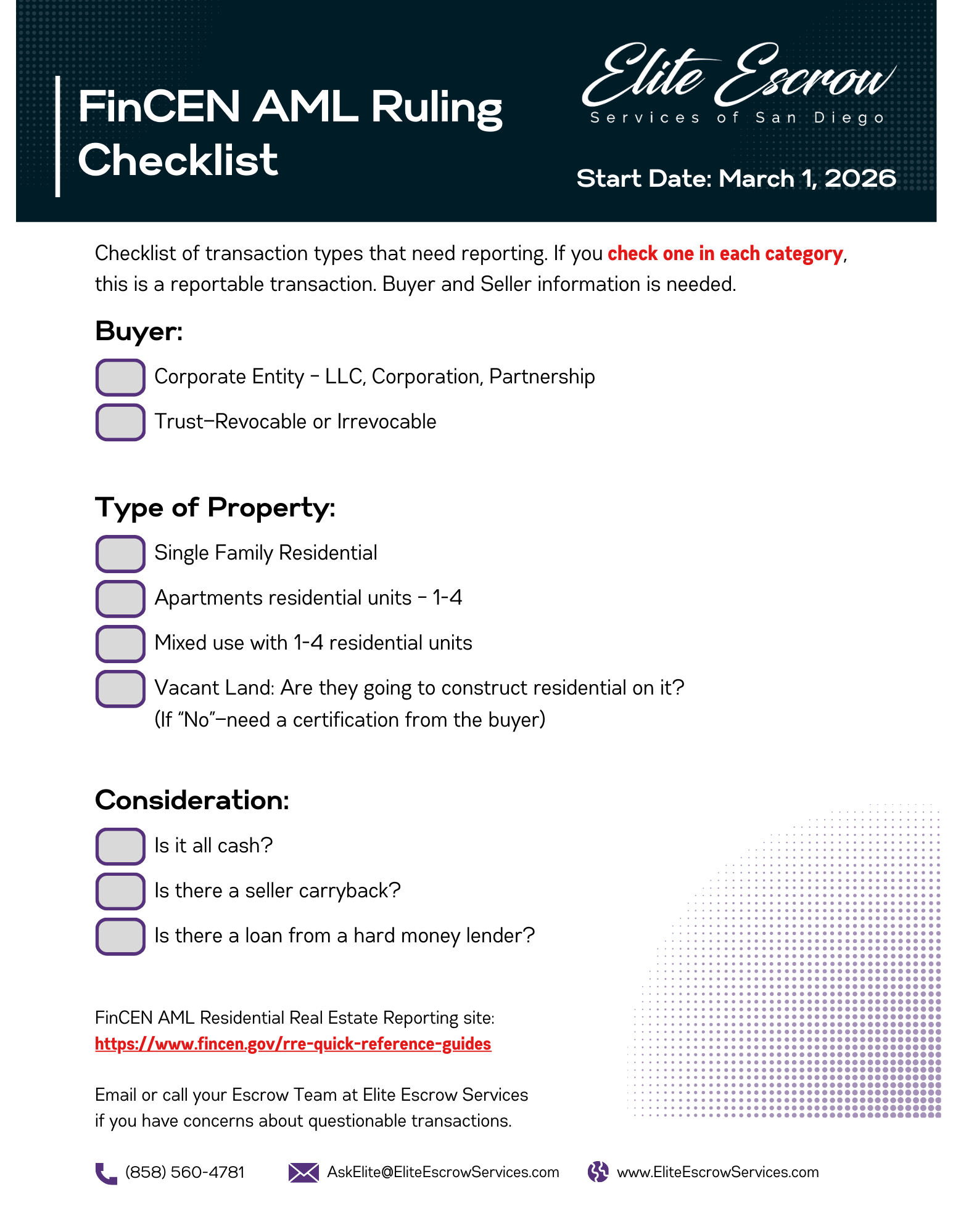 FinCen Checklist