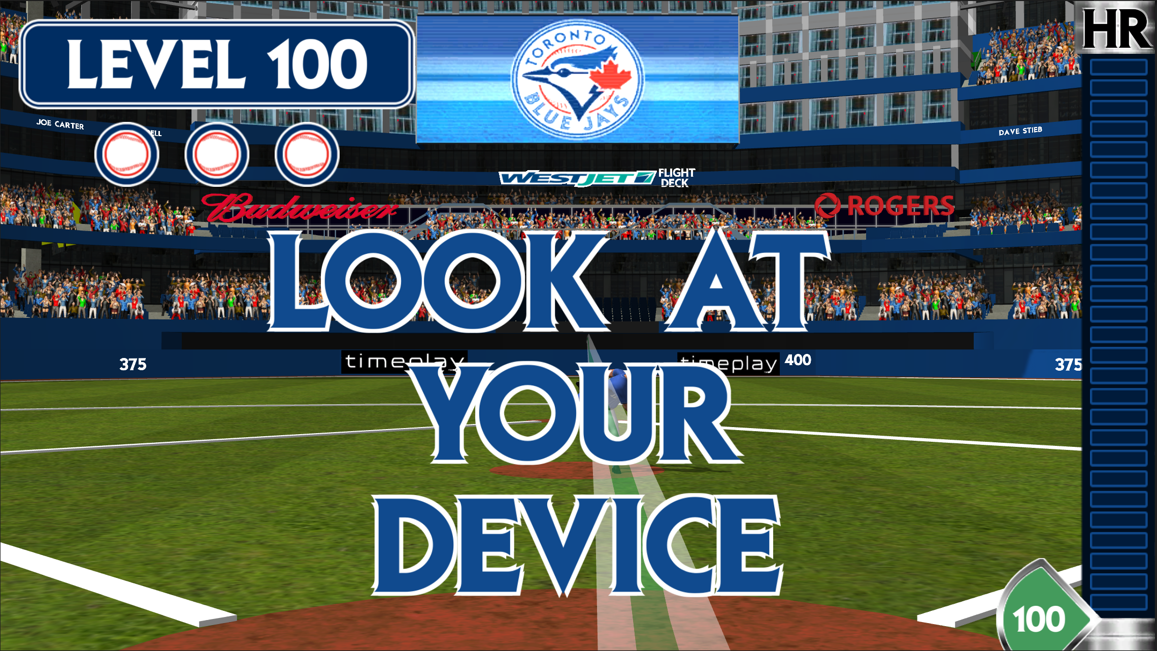  A message we decided to add to the Big Screen to inform players to look down at their device when the ball came in 