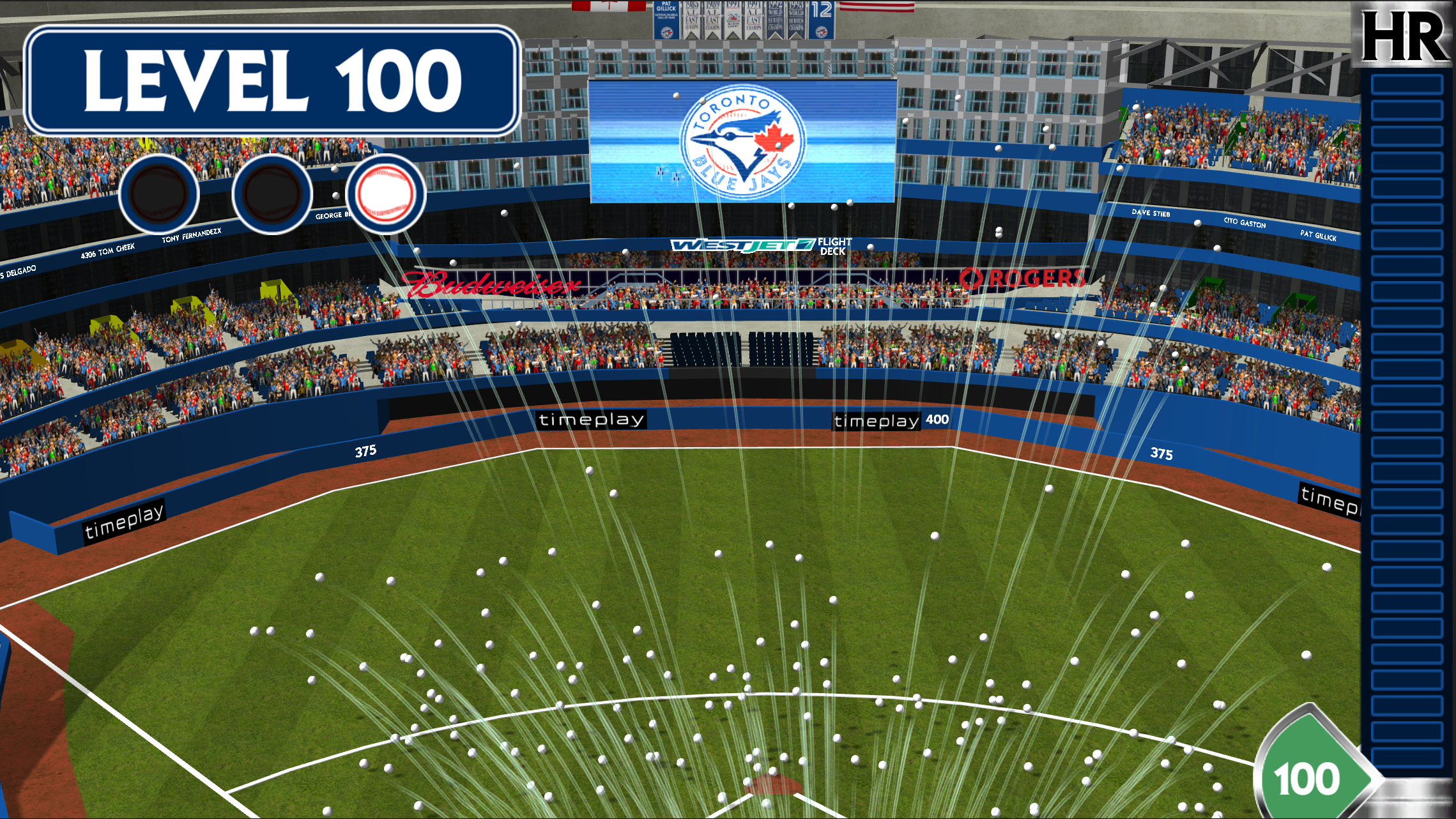  Dozens of players hitting the ball on the Big Screen 